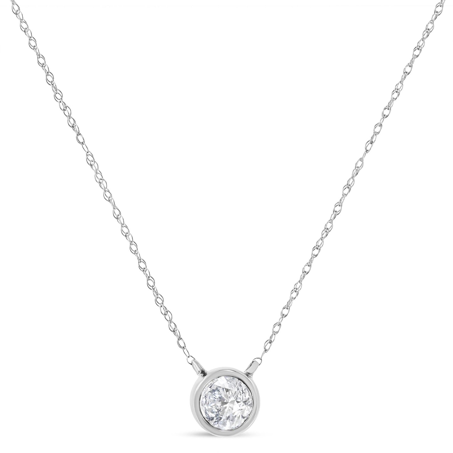 14K Gold Lab Grown Diamond Modern Bezel-Set Solitaire 16’’-18’’ Pendant