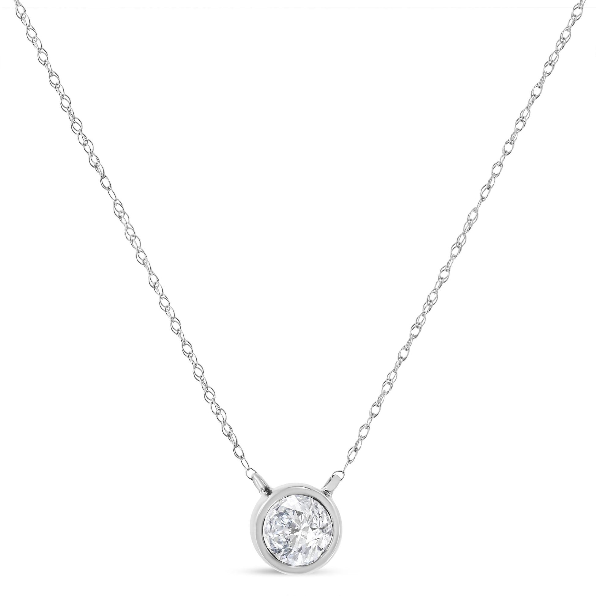 AGS Certified 10K Gold Diamond Solitaire Pendant Necklace (G-H SI2-I1) - Yellow