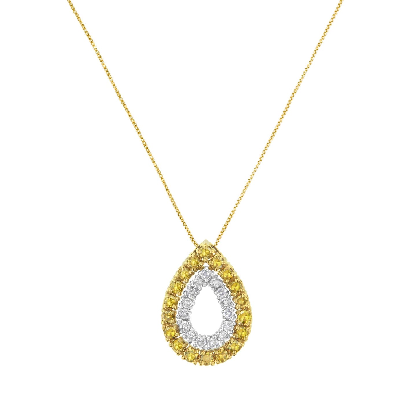 Yellow Gold Plated Sterling Silver Treated Yellow Diamond Pear Shape Pendant