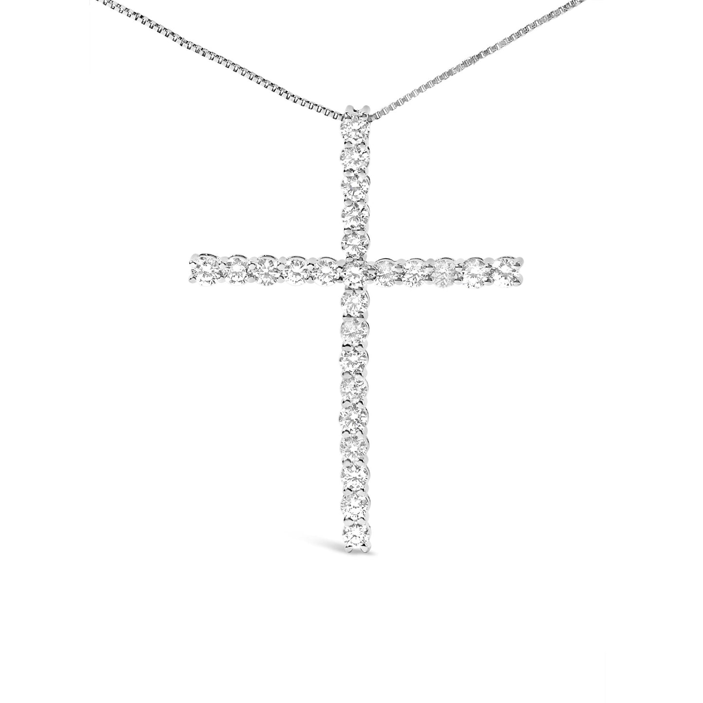 14K White Gold 2.0 Cttw Lab Grown Diamond Cross 18’’ Inch Pendant Necklace