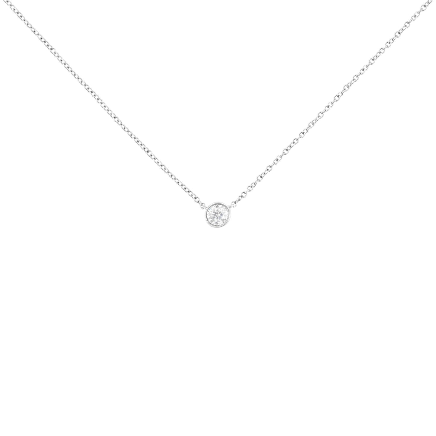 10K Gold 0.25 Carat Diamond Classic Bezel-Set Solitaire Pendant Necklace