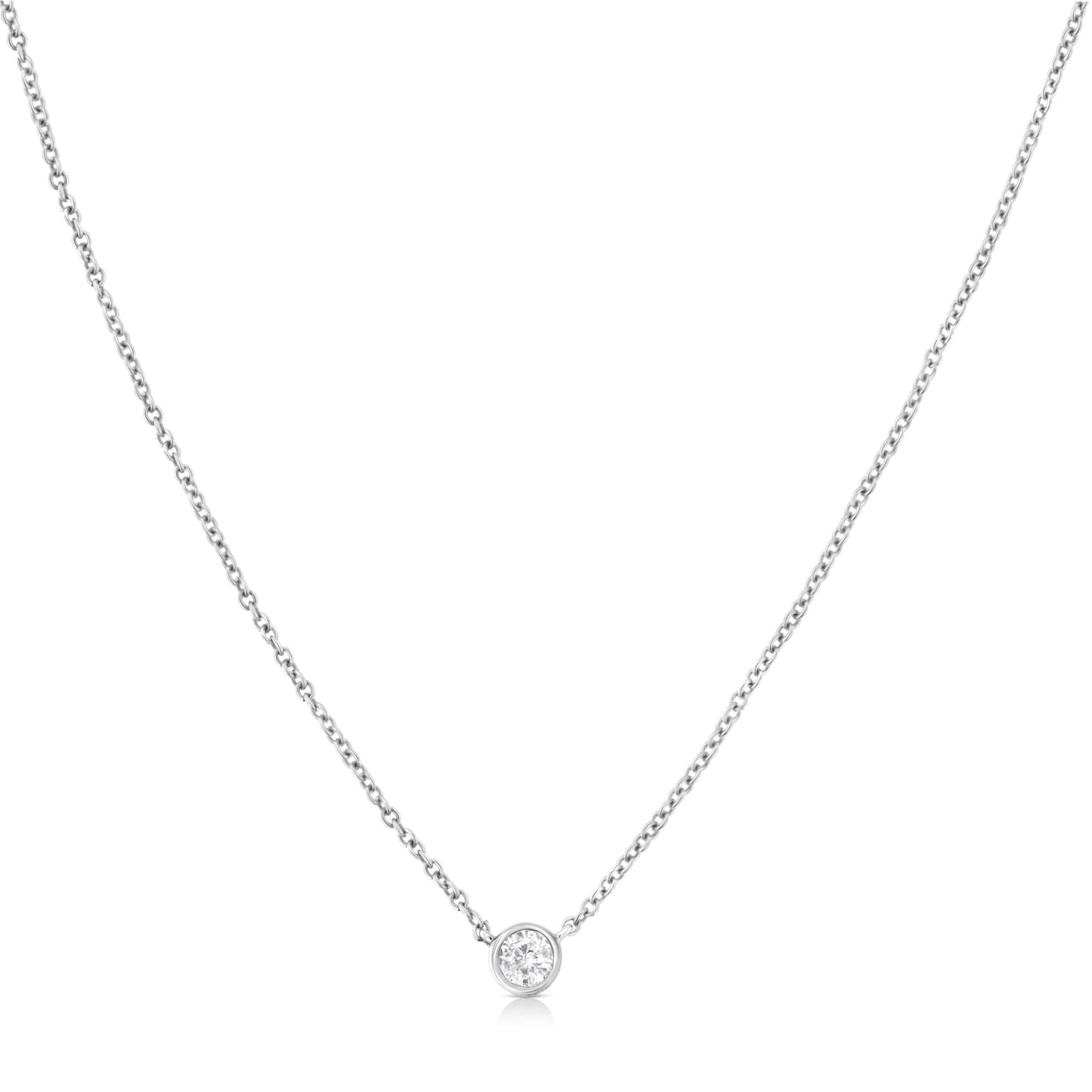 10K Gold 0.10 Carat Diamond Classic Bezel-Set Solitaire Pendant Necklace