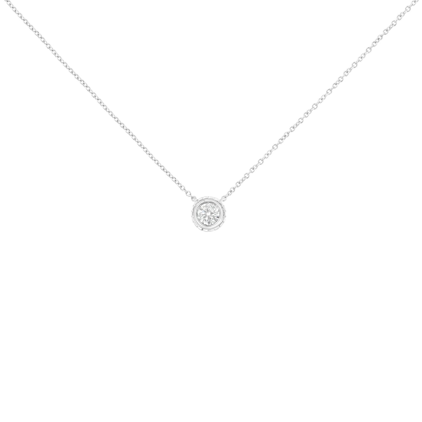 10K White Gold 1/4 Cttw Round-Cut Diamond Solitaire Chakra Style 18’’