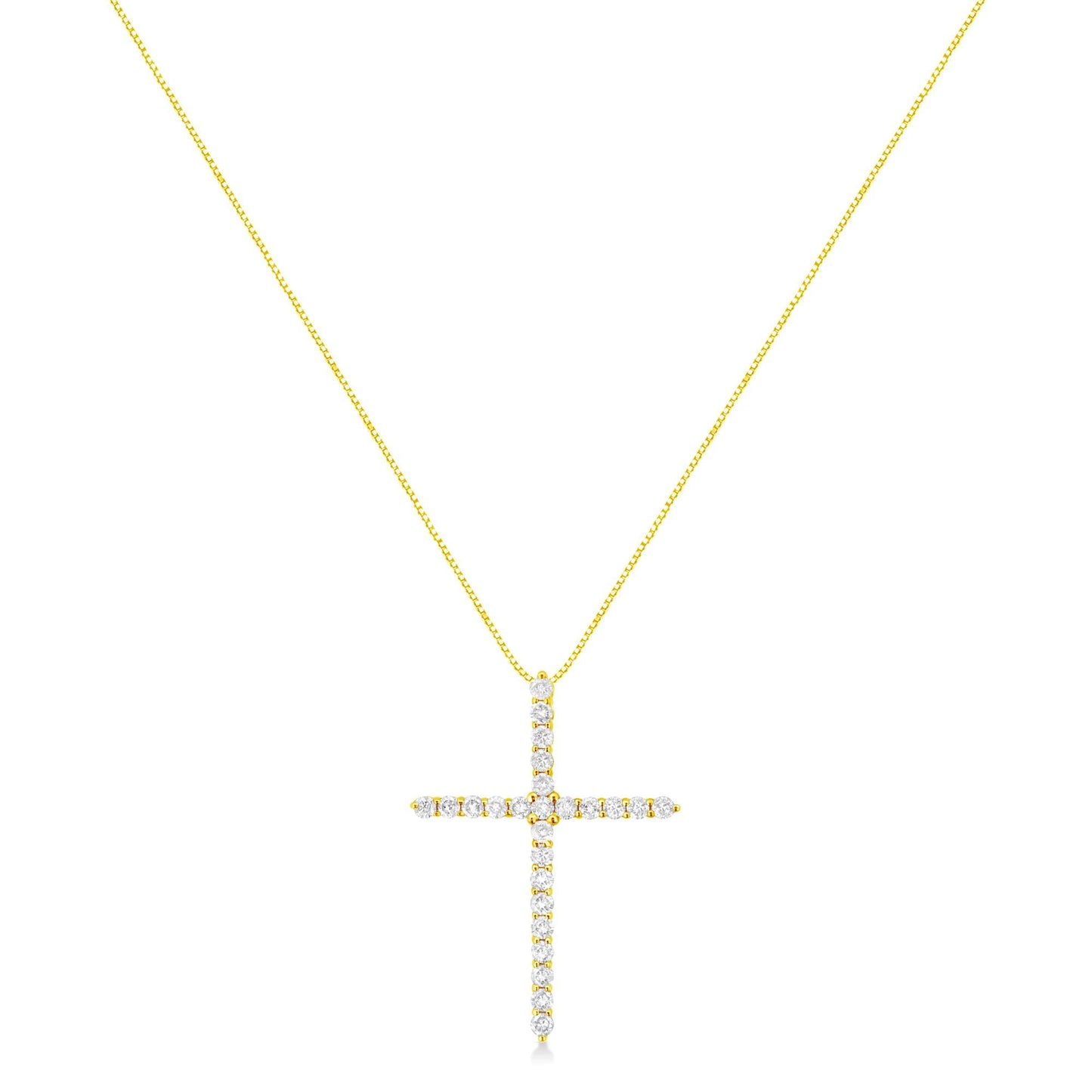 10K Yellow Gold Plated.925 Sterling Silver 2.0 Cttw Round Cut Diamond Cross