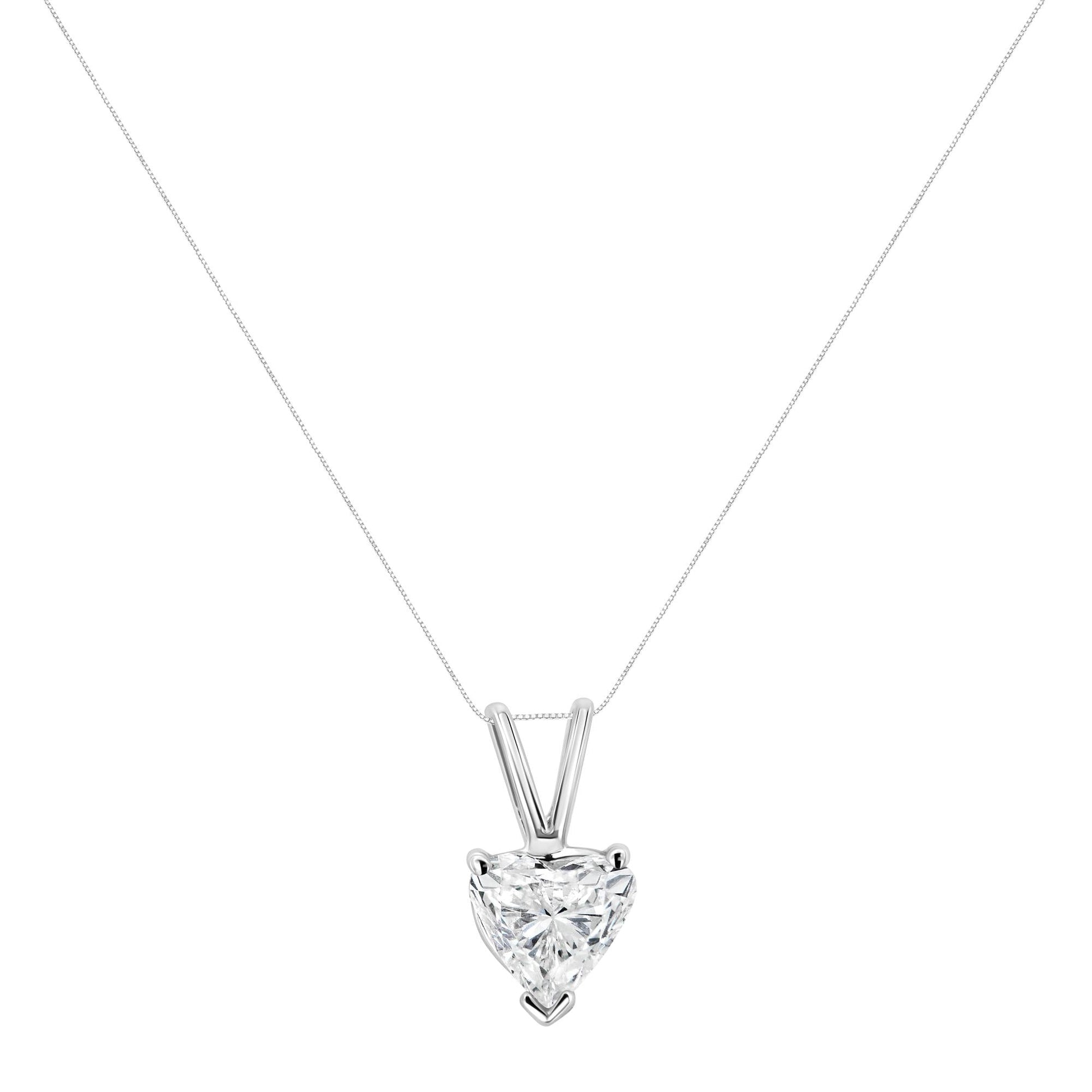 14K White Gold 3-Prong Set Heart Shaped Solitaire Lab Grown Diamond 18’’