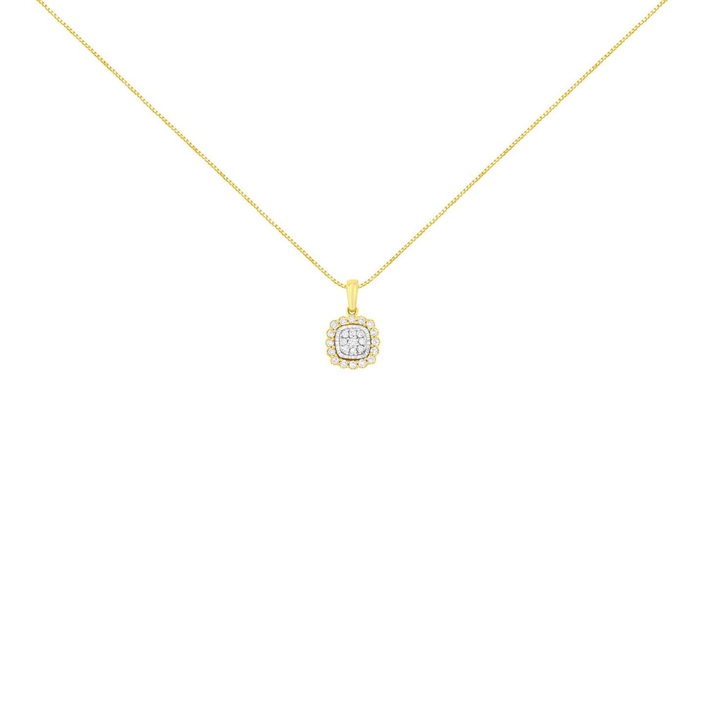 10K Yellow Gold Plated.925 Sterling Silver 1/4 Cttw Diamond 18’’ Pendant