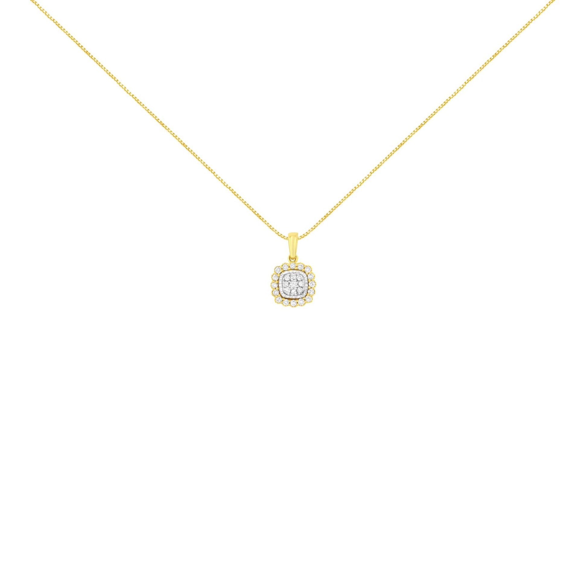 10K Yellow Gold Plated.925 Sterling Silver 1/4 Cttw Diamond 18’’ Pendant