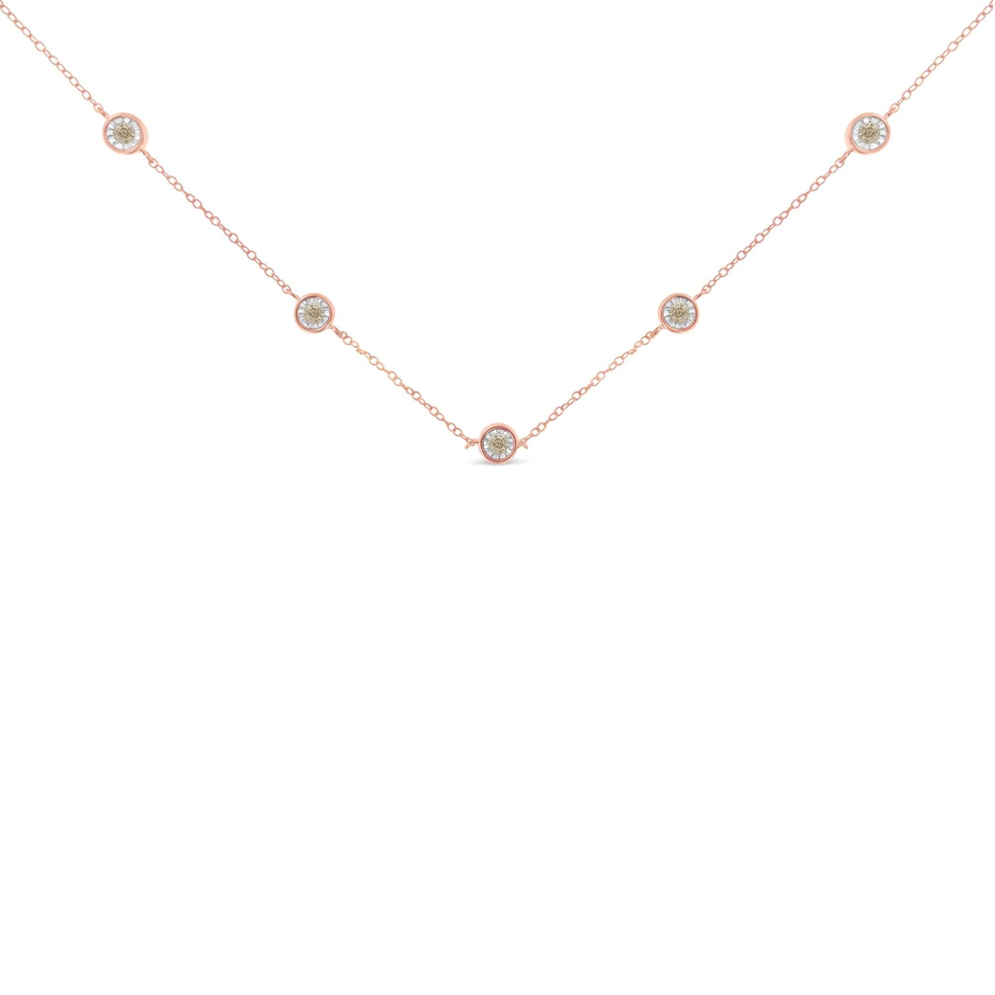 Sterling Silver Diamond Station Necklace (1/2 cttw K-L Color I2-I3 Clarity)