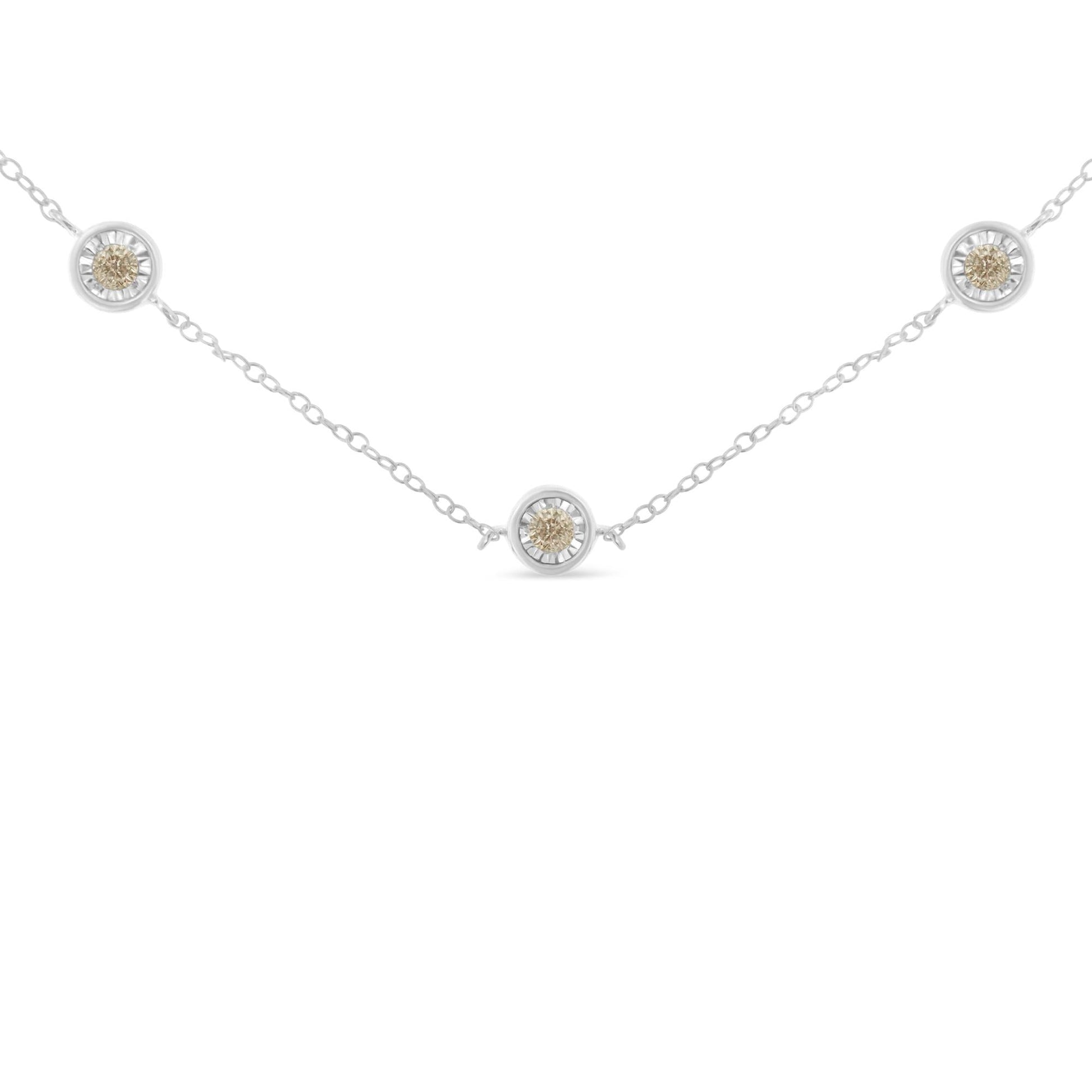 Sterling Silver Diamond Station Necklace (1/2 cttw I-J Color I1-I2 Clarity)