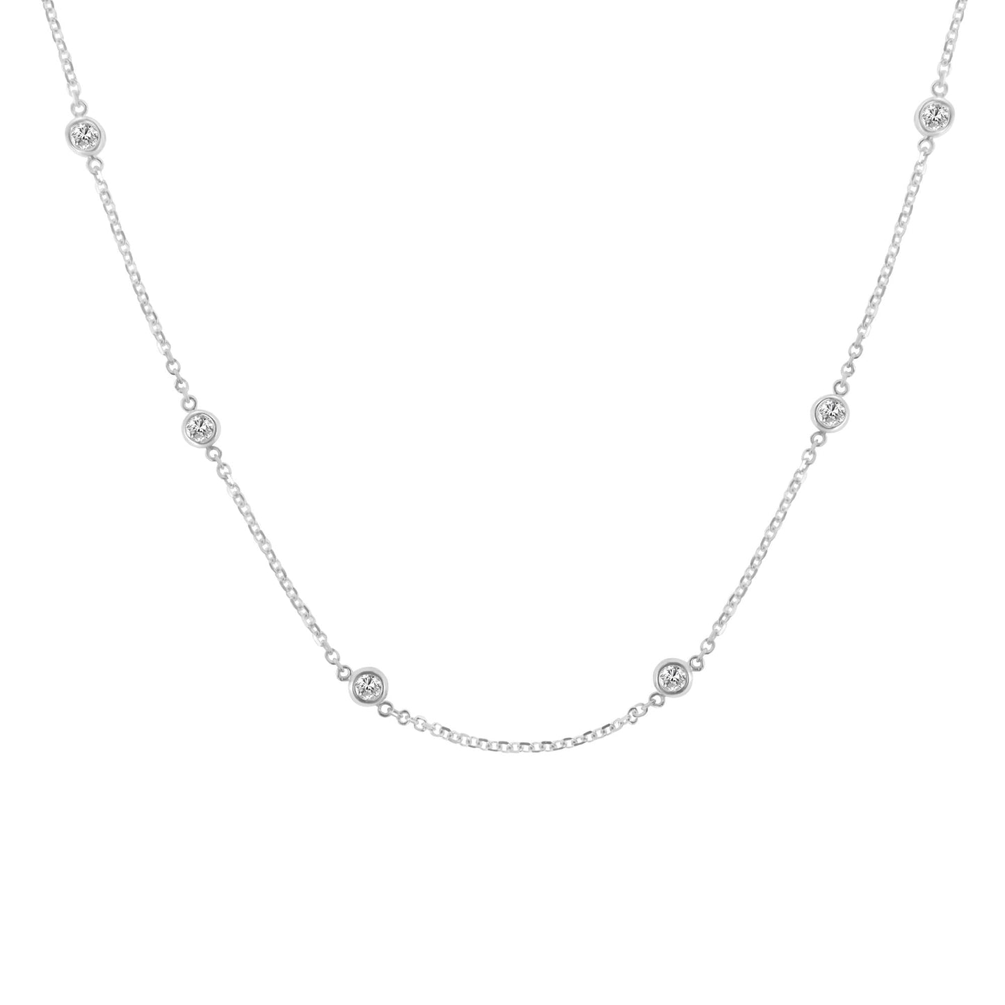 Sterling Silver Bezel-Set Diamond Station Necklace (1 cttw J-K Color I1-I2