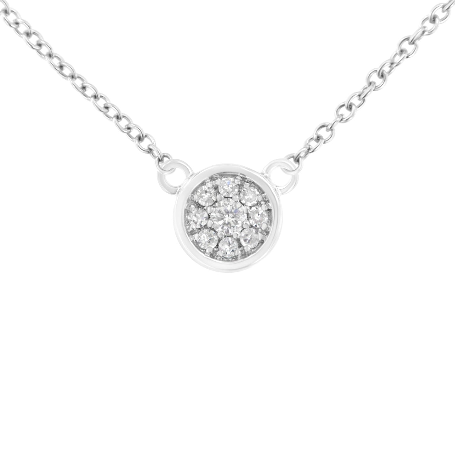 10K White Gold 1/4 Cttw Diamond Flower Pendant Necklace (I-J Color I2-I3