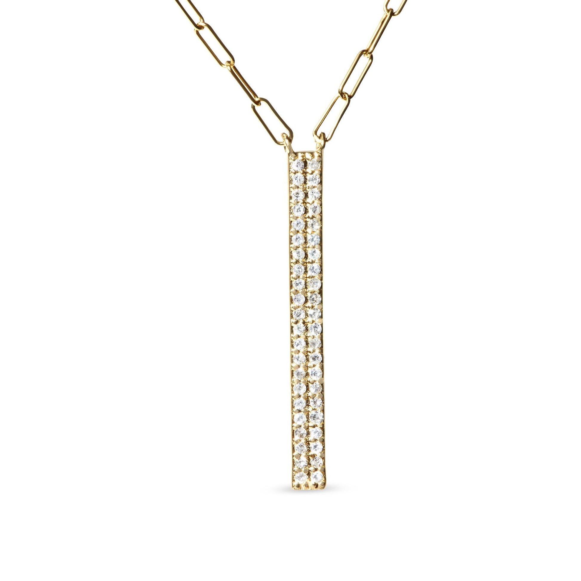 14K Yellow Gold 3/8 Cttw Two-Strand Marquise and Bar Charm Paper Clip Link