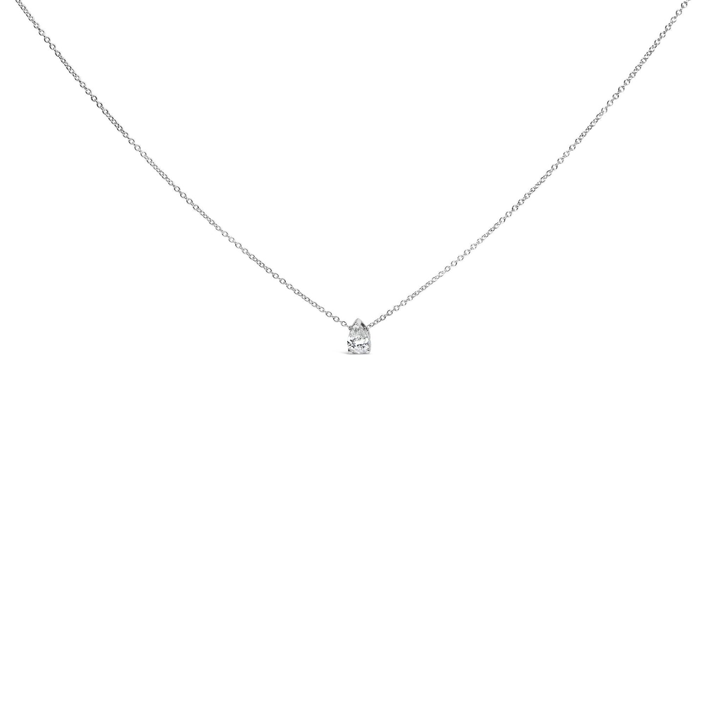 14K White Gold 1/2 Cttw Pear Shape Lab-Grown Diamond 3-Prong Solitaire Pendant