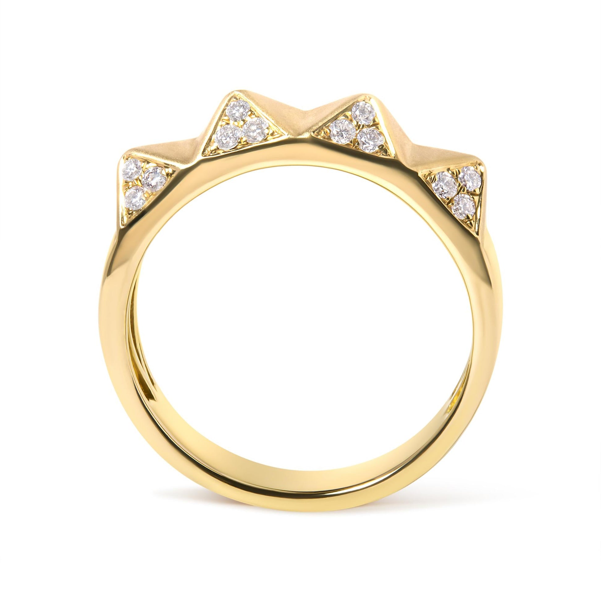 14K Yellow Gold 1/4 Cttw White Diamond Pyramid Band Ring (G-H Color SI1-SI2