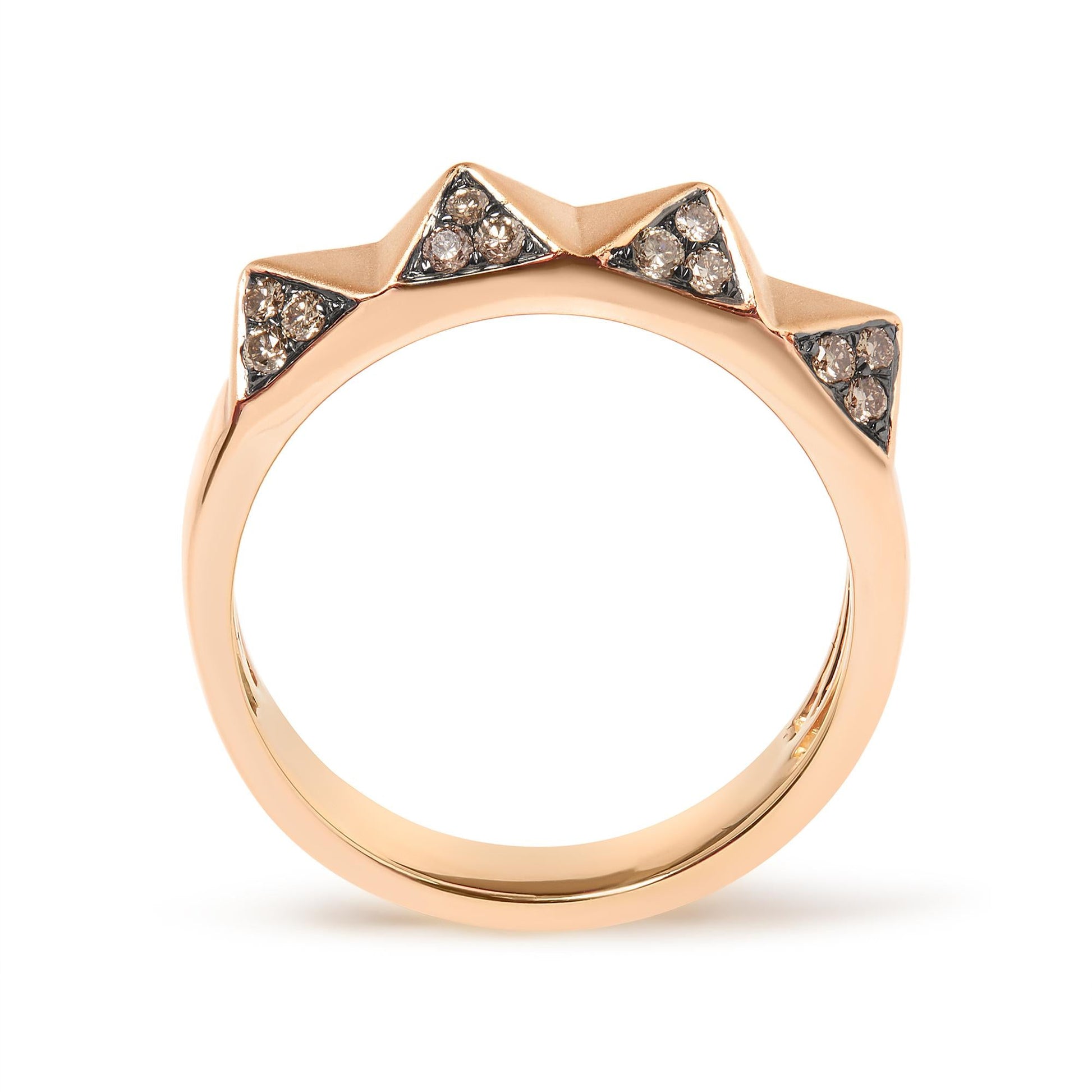 14K Rose Gold 1/4 Cttw Brown Diamond Pyramid Band Ring (Brown Color SI1-SI2