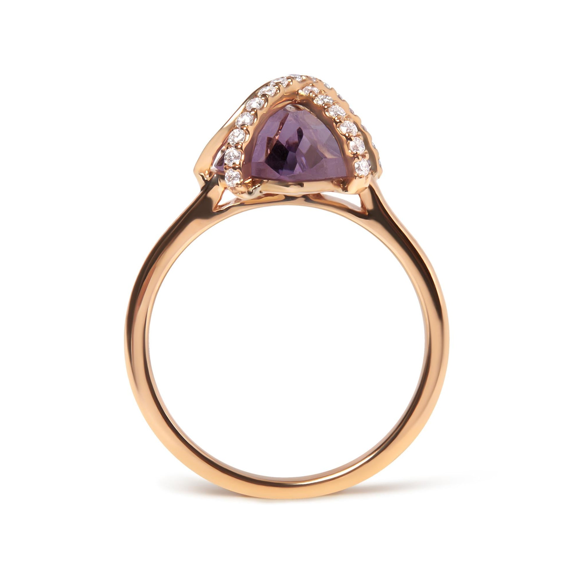 14K Rose Gold 1/5 Cttw Diamond Wrapped 15x15 MM Purple Amethyst Cocktail Ring