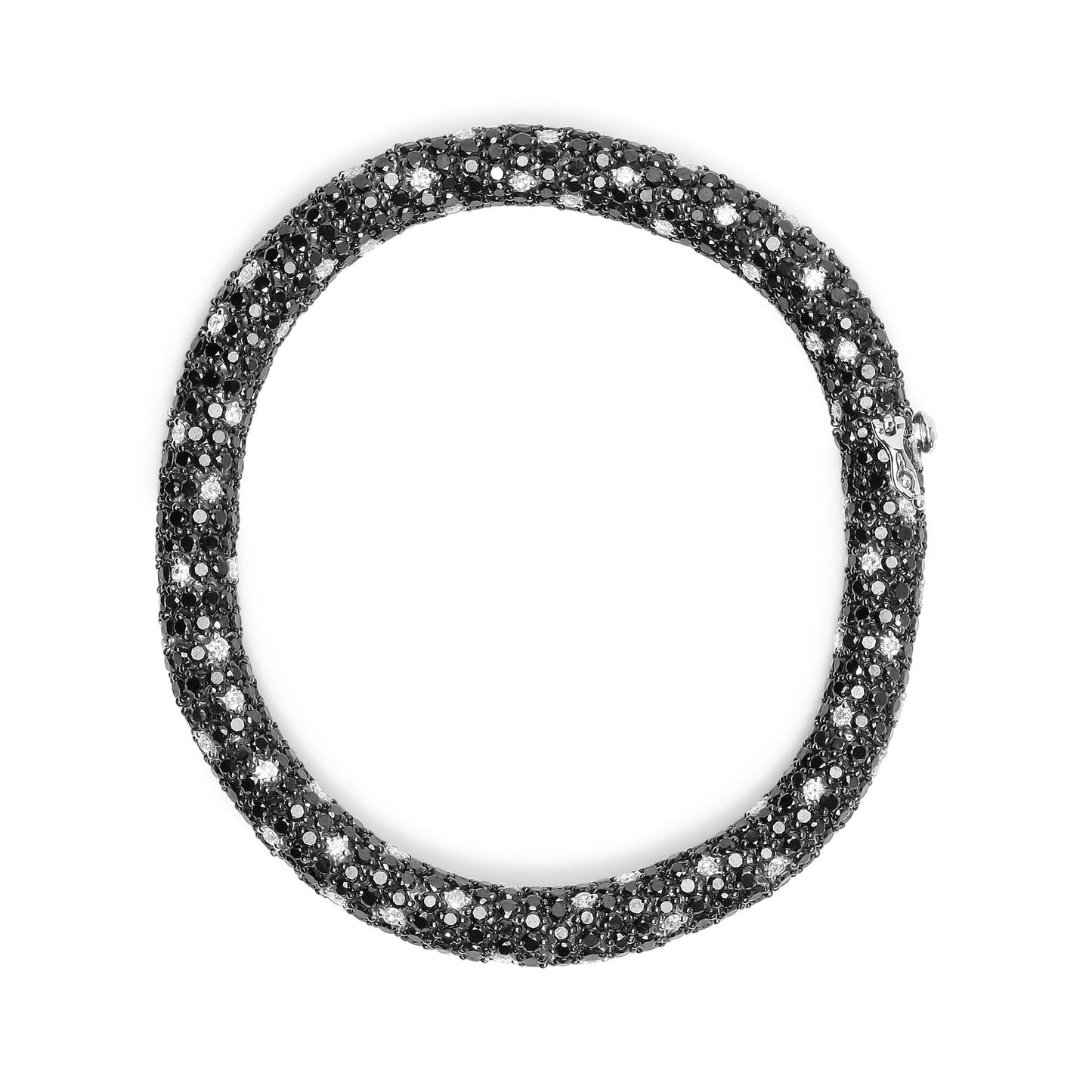 18K White Gold 20.0 Cttw Black and White Pave Set Diamond Eternity Snake Skin