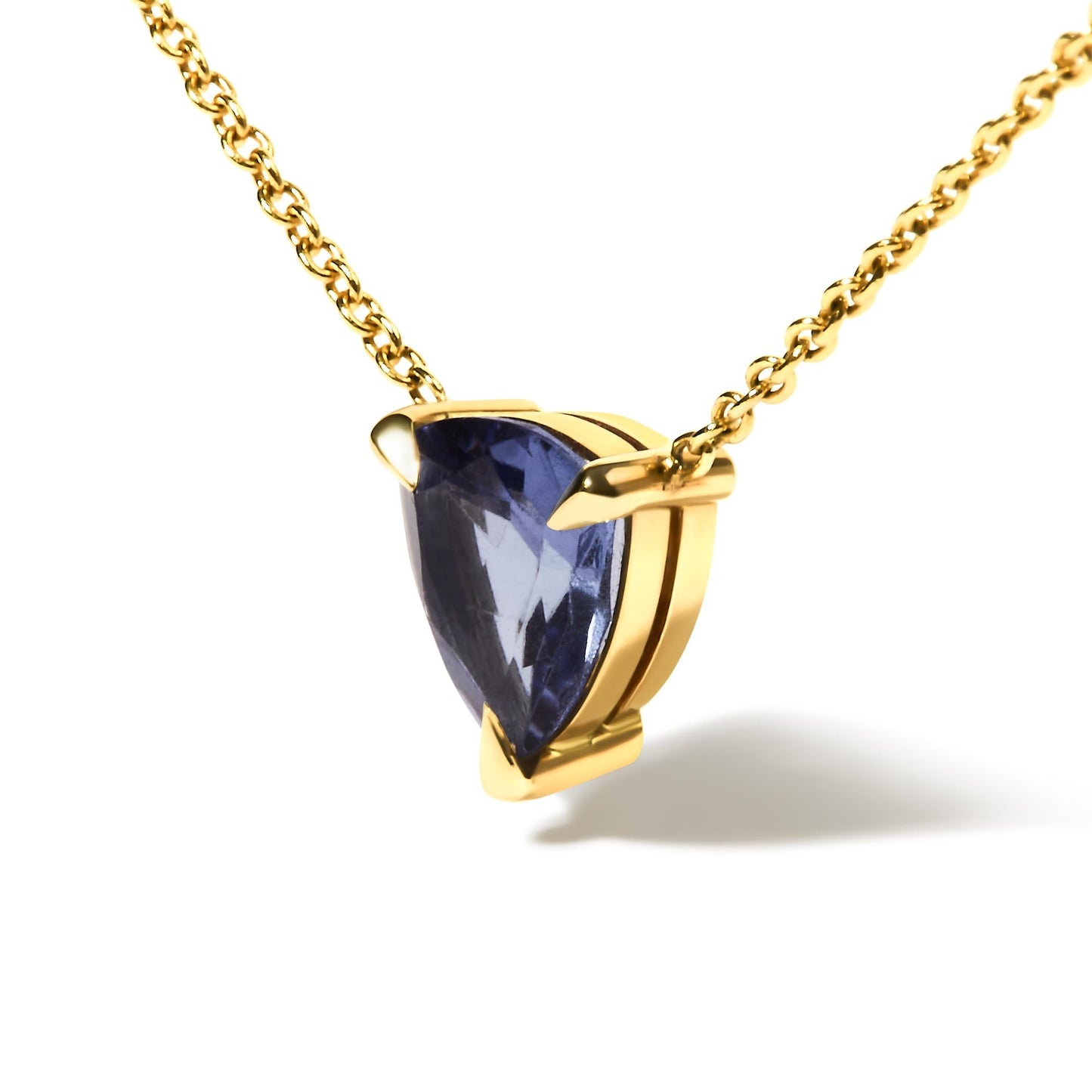 14k Yellow Gold 3-Prong Martini Set Blue Tanzanite Trillion Solitaire 18’’