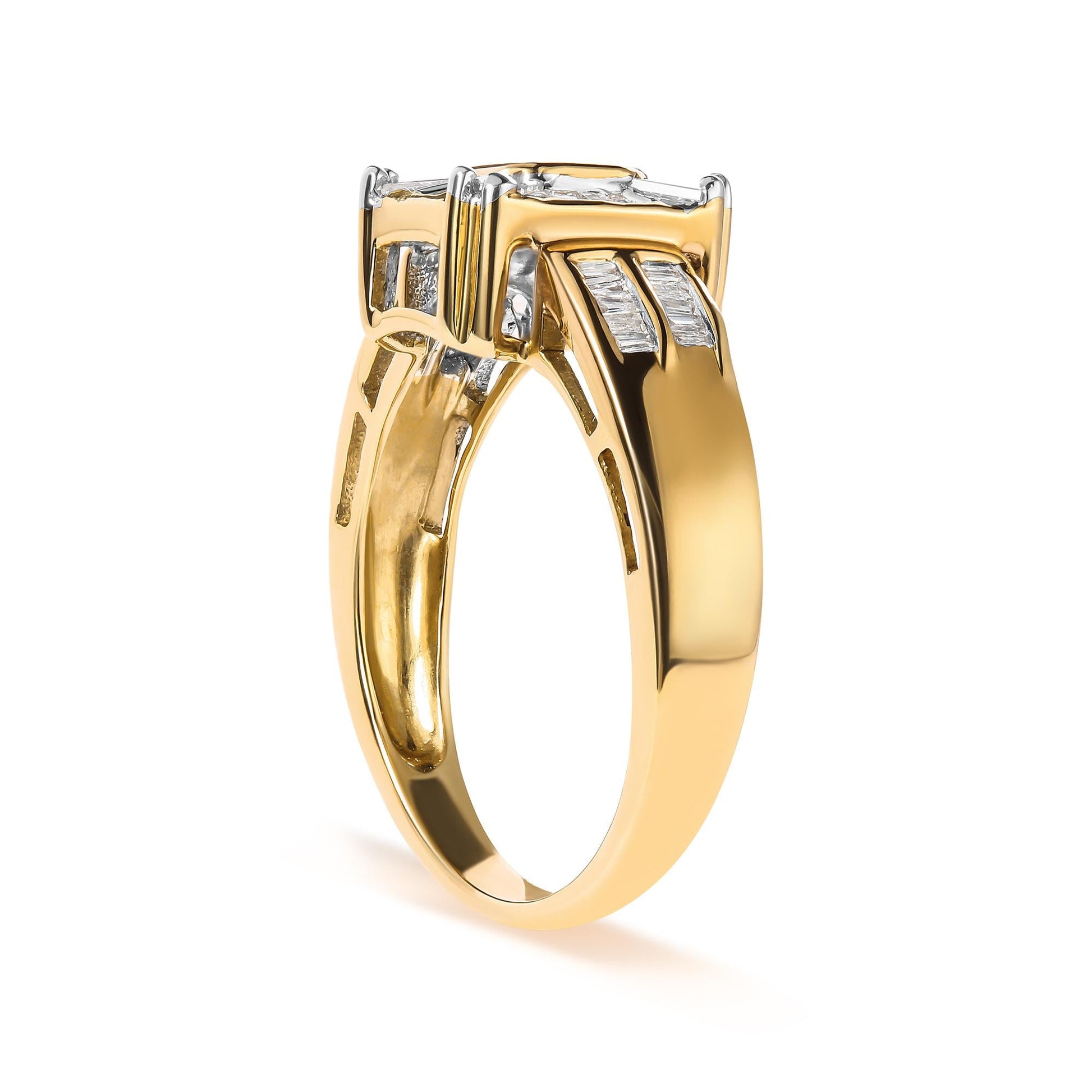 10K Yellow Gold 1/2 Cttw Diamond Composite and Halo Ring (H-I Color SI1-SI2