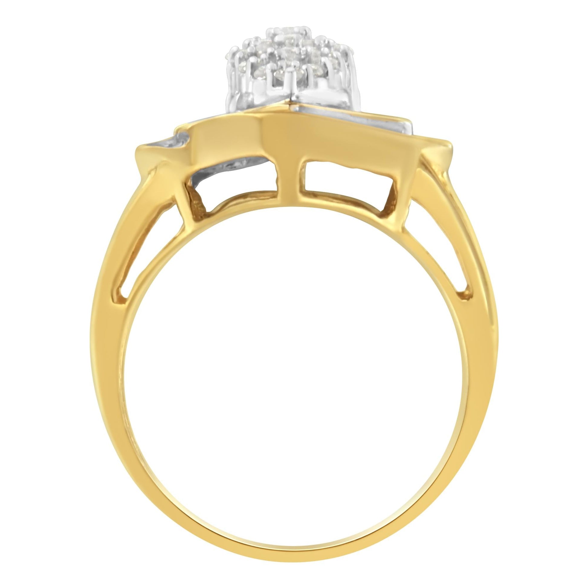 10K Yellow Gold Diamond Cluster Ring (3/4 Cttw J-K Color I2-I3 Clarity)