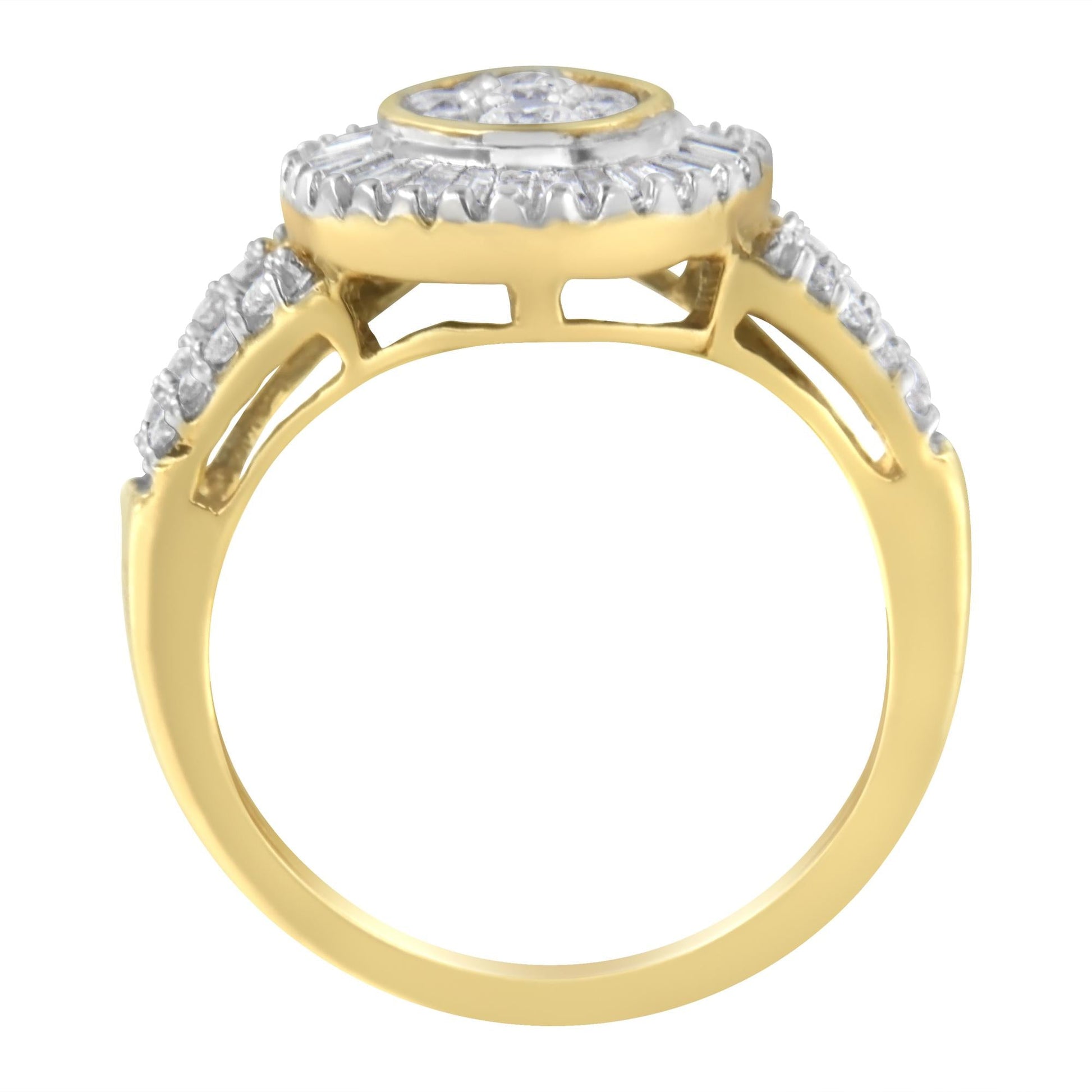 10kt Yellow Gold Diamond Cocktail Ring (1 cttw H-I Color SI2-I1 Clarity) - 7