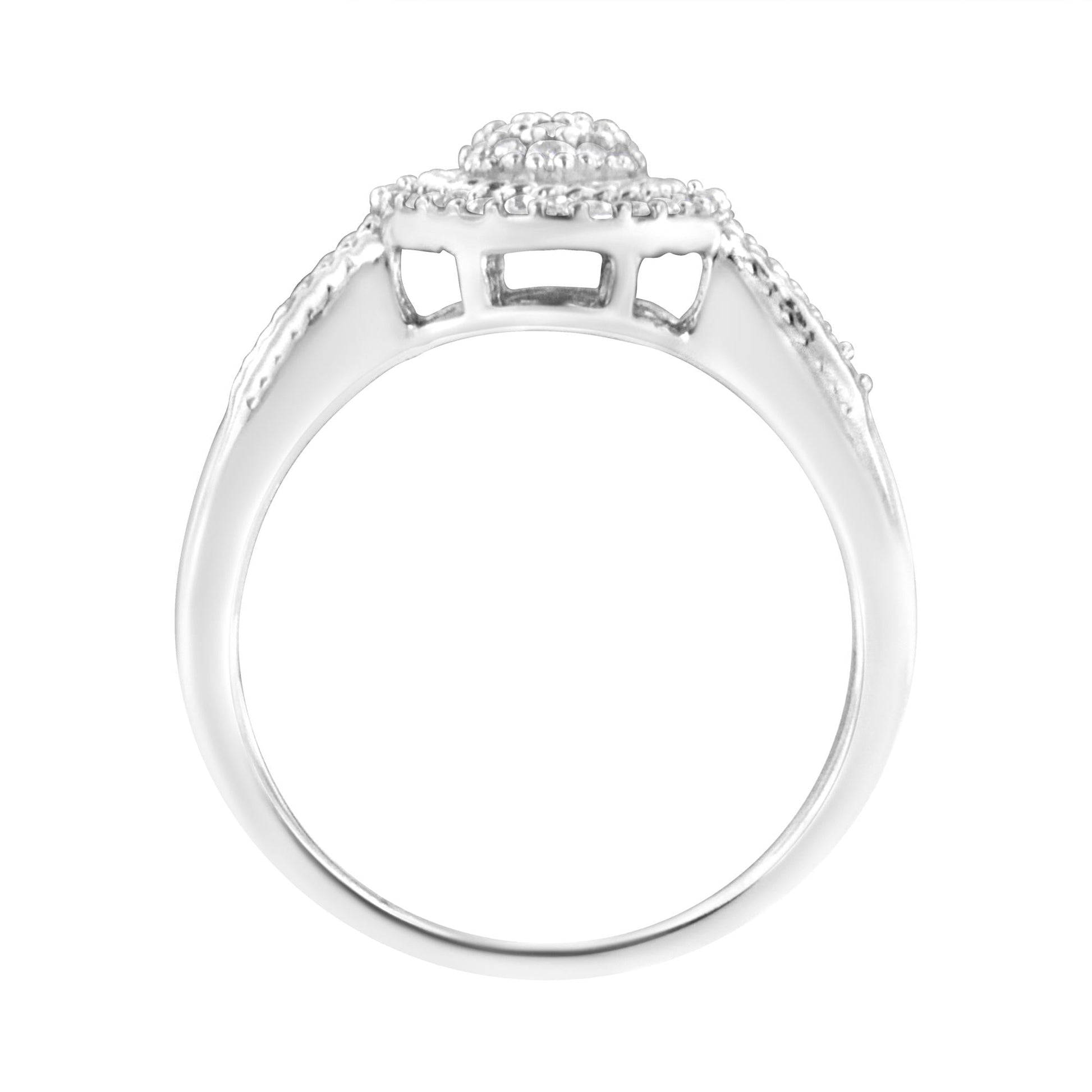 .925 Sterling Silver 1/3 Cttw Pave Set Round-Cut Diamond Braided Halo Cocktail