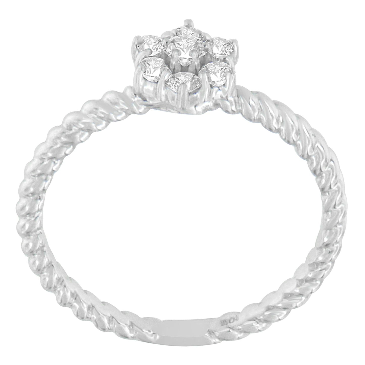 10K White Gold Diamond Cluster Ring (1/4 Cttw H-I Color SI1-SI2 Clarity)