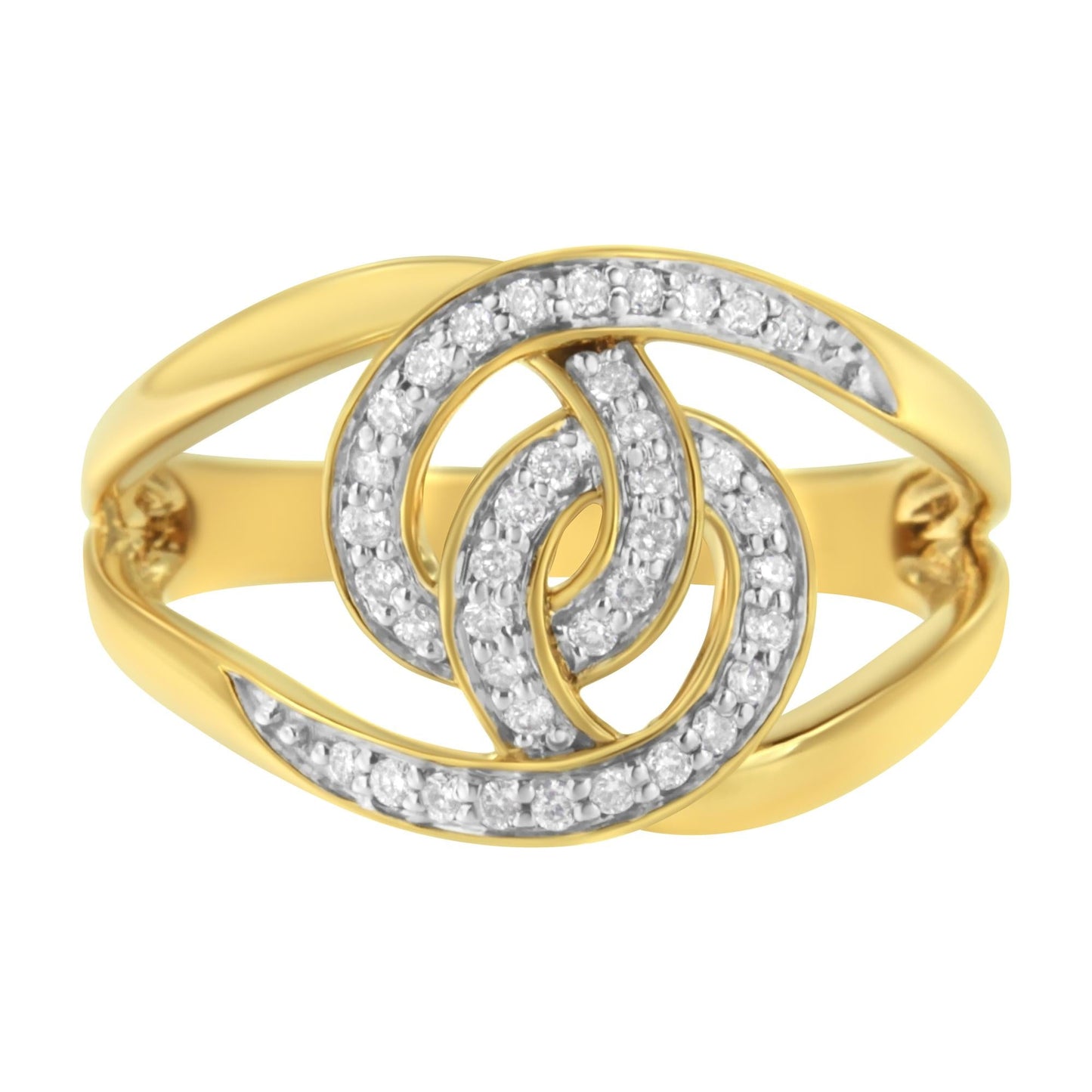 14K Yellow Gold Plated.925 Sterling Silver 1/4 Cttw Diamond Interlocking Loop