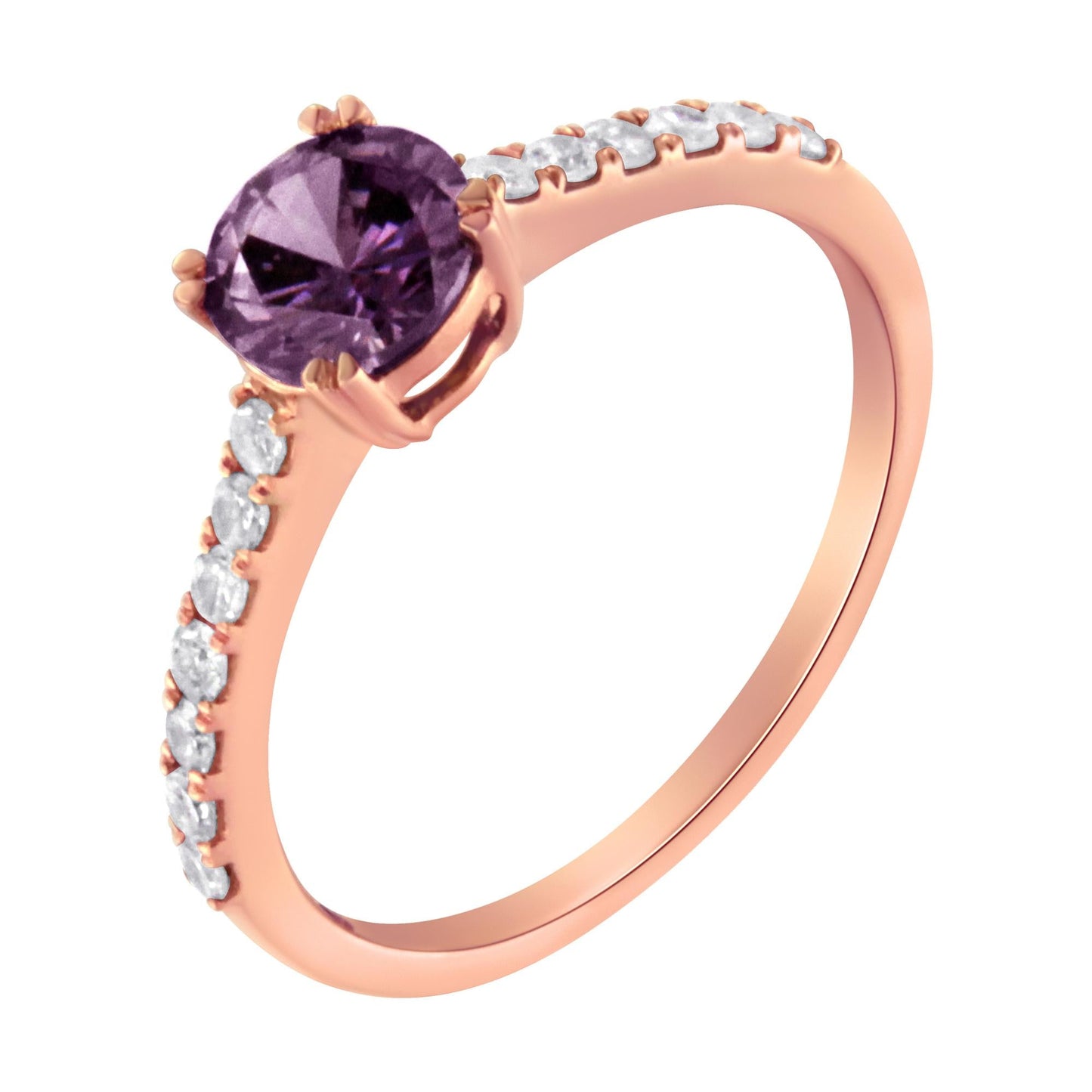 10K Rose Gold 1/4 Cttw Diamond and 6MM Gemstone Halo Ring(H-I Color I1-I2