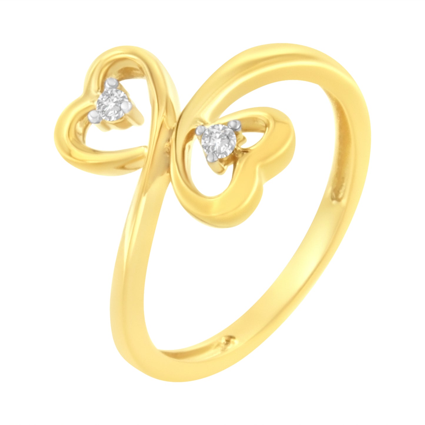 14KT Yellow Gold 1/20 ctw. Dual Heart Diamond Ring (K-L I1-I2)