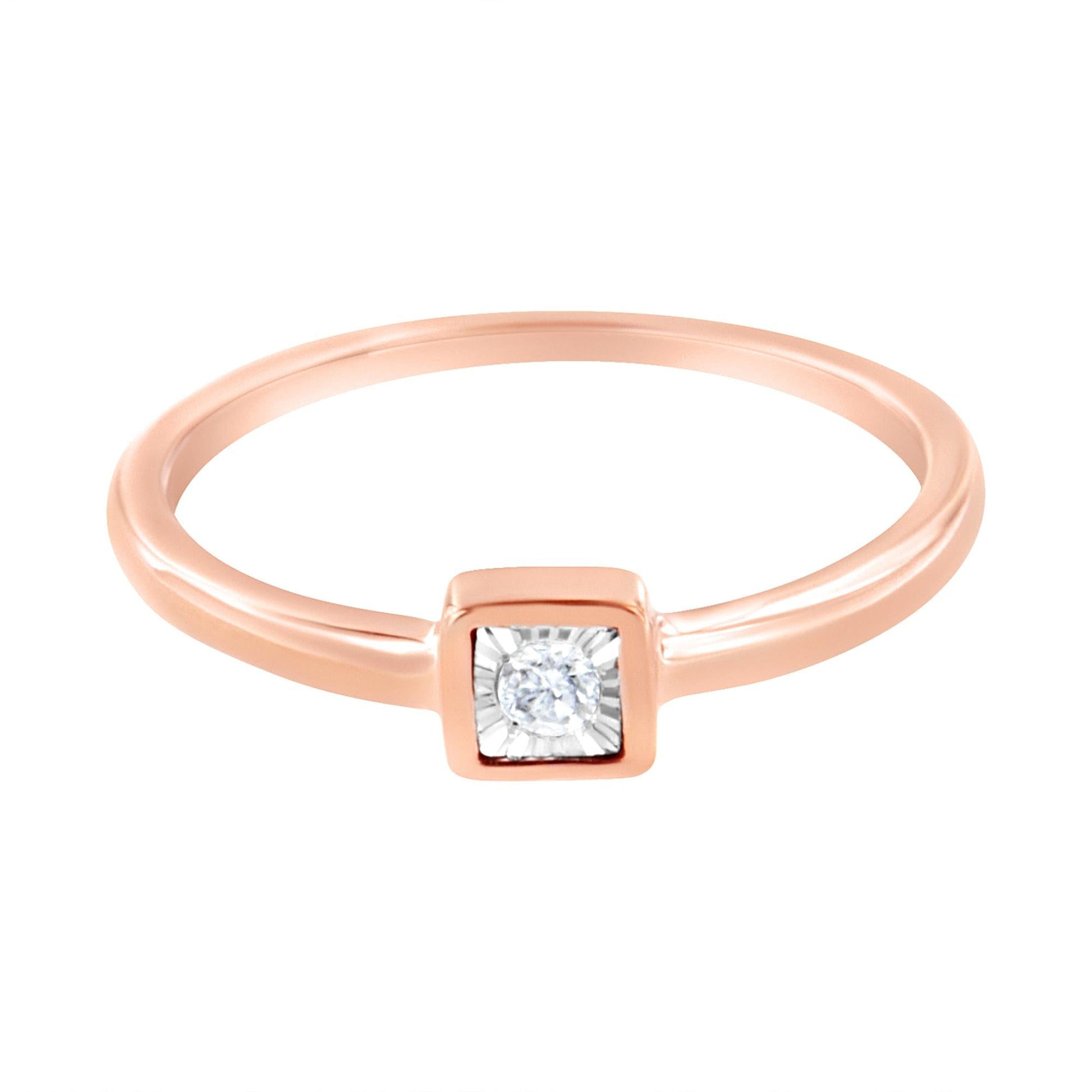 14K Rose Gold Plated.925 Sterling Silver 1/20 cttw Miracle Set Diamond Promise