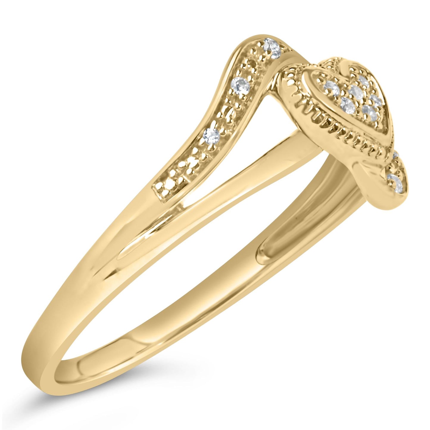 14K Yellow Gold Plated.925 Sterling Silver Diamond Accent Filigree Heart