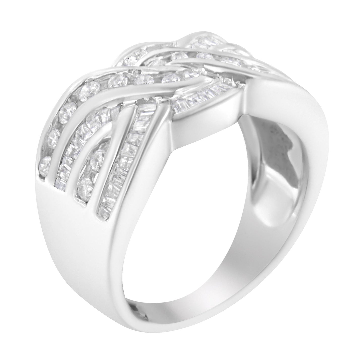 10K White Gold Diamond Bypass Ring (1 Cttw H-I Color I1-I2 Clarity)