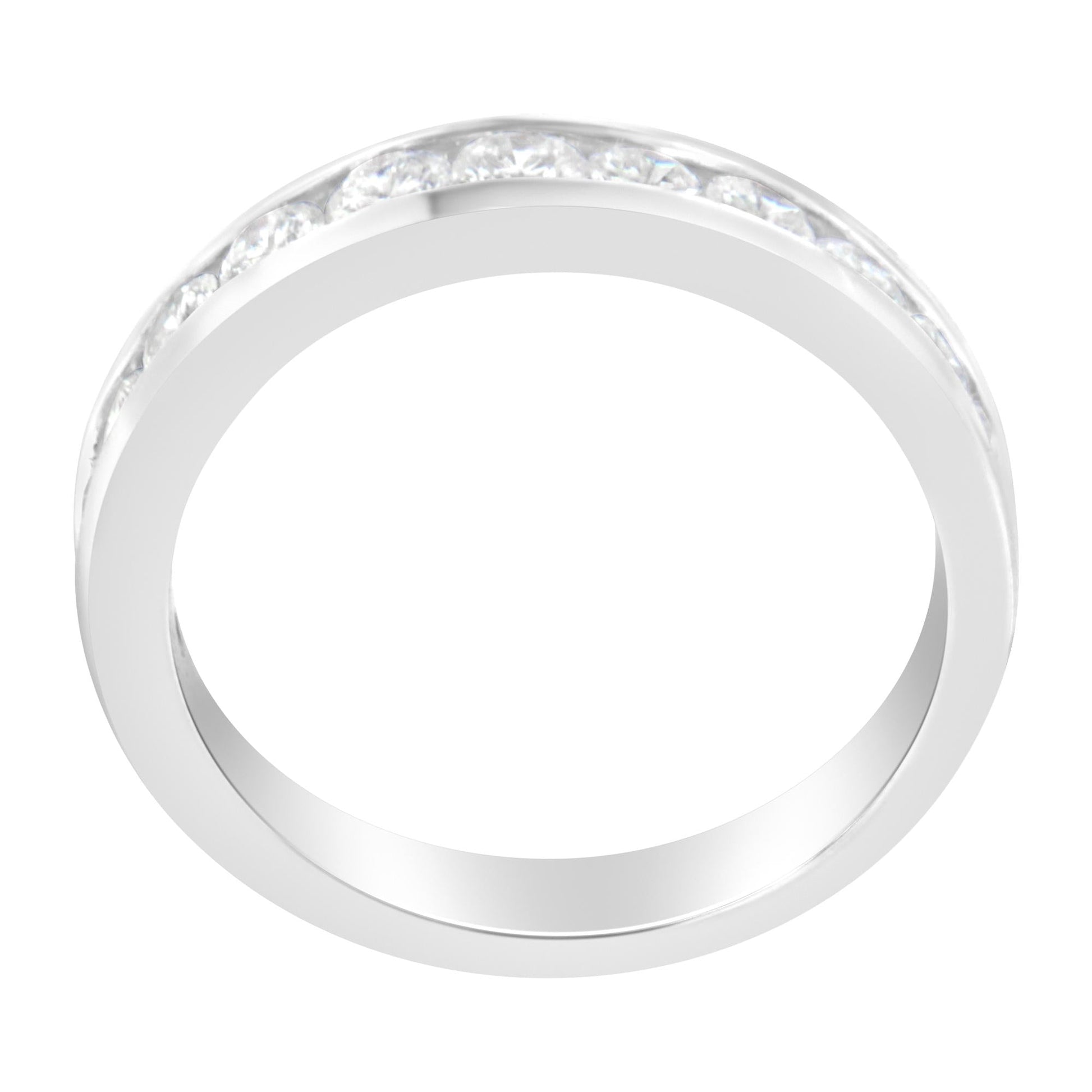 IGI Certified 1.0 Cttw Diamond 18K White Gold Channel-Set Half-Eternity Band