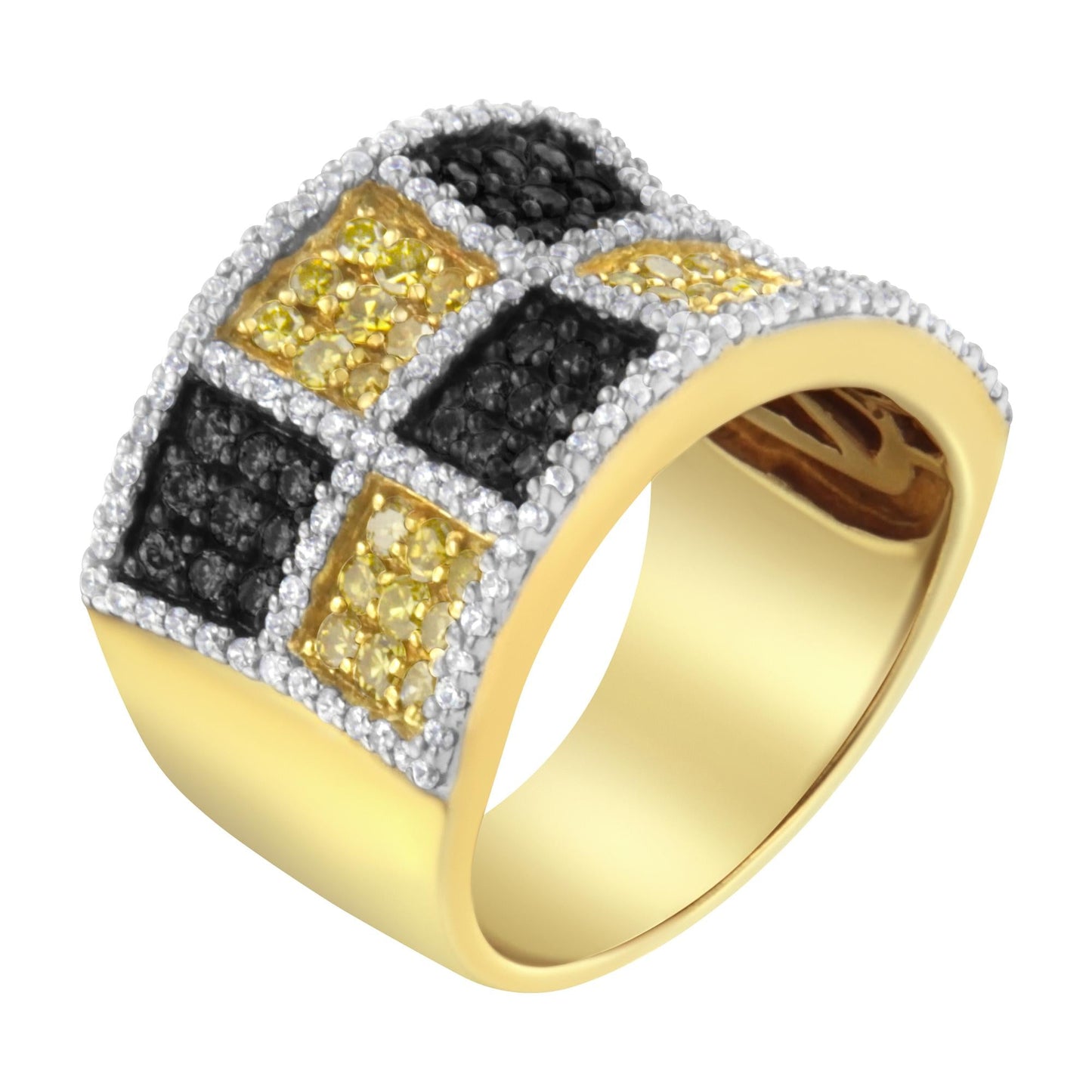 14KT Yellow Gold Champagne Yellow and Round Diamond Band Ring (1 1/2 cttw H-I