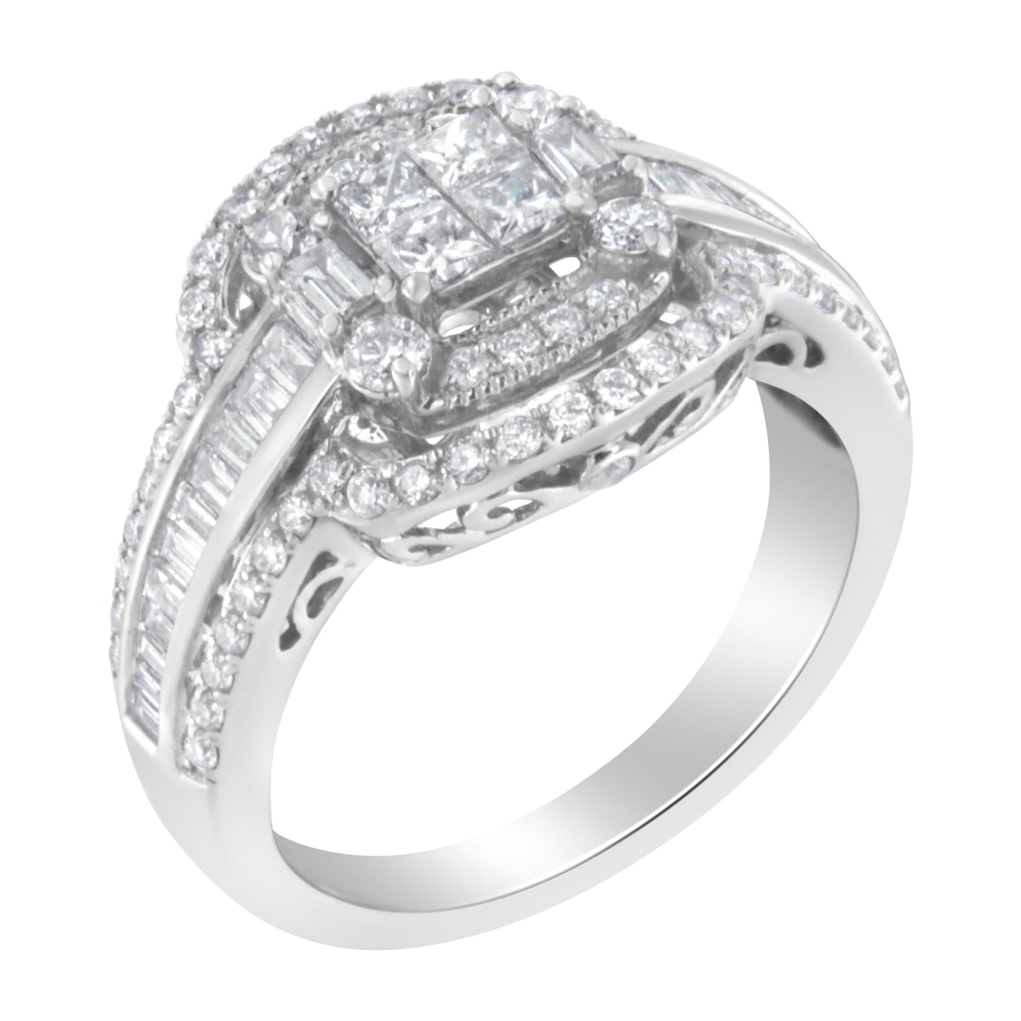 14KT White Gold Diamond Cocktail Ring (1 1/4 cttw H-I Color SI2-I1 Clarity) - 7