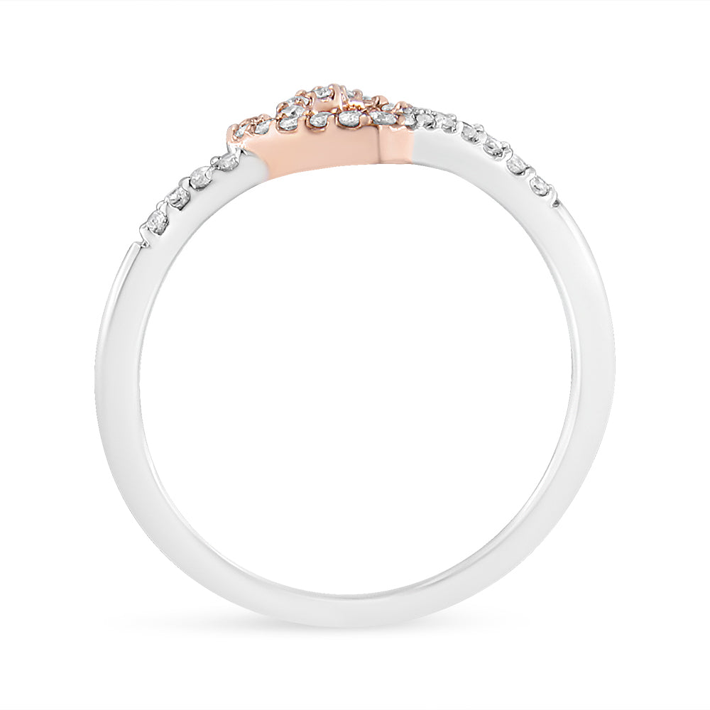 14K Rose Gold Plated and White.925 Sterling Silver 1/5 Cttw Round-Cut Diamond