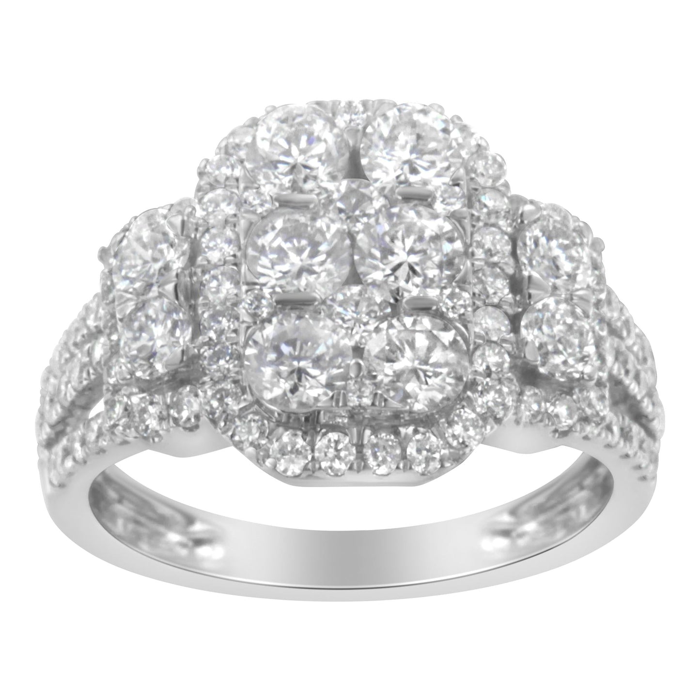 14K White Gold 2 1/4 Cttw Diamond Cocktail Cluster Ring (G-H Color SI2-I1