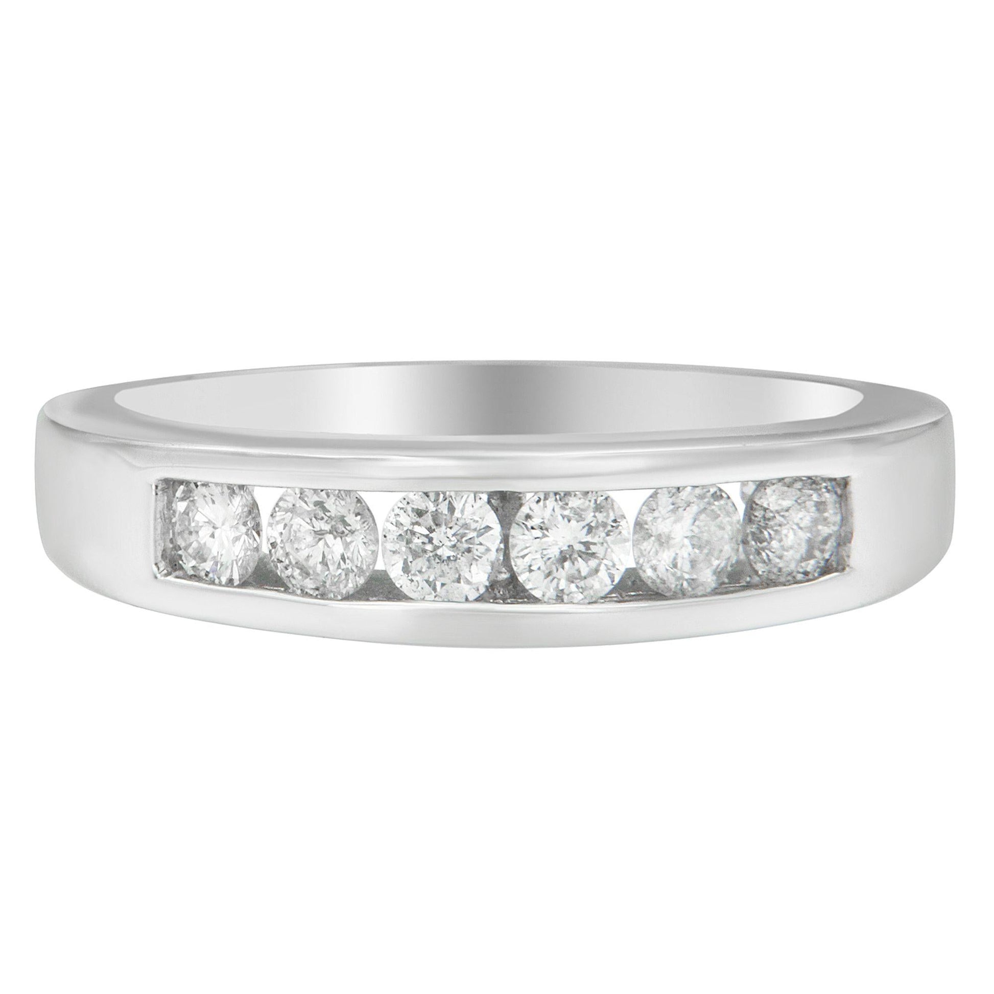 14K White Gold 3/4ct. TDW Diamond Channel Band Ring (H-I I1-I2)