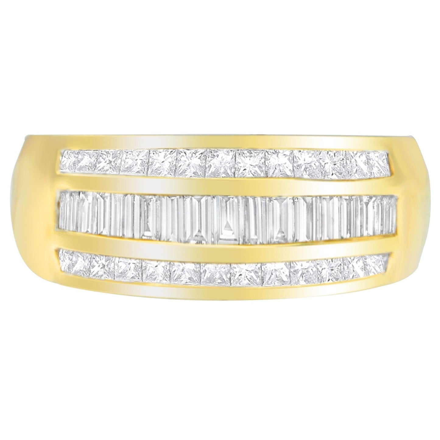 14K Yellow Gold 1ct. TDW Princess and Baguette-Cut Diamond Ring(H-I SI1-SI2)