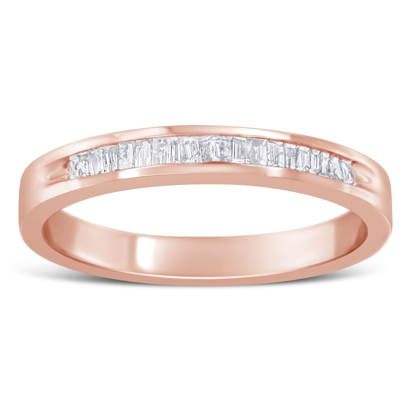 10K Rose Gold over.925 Sterling Silver 1/5 Cttw Diamond Channel-Set Stackable