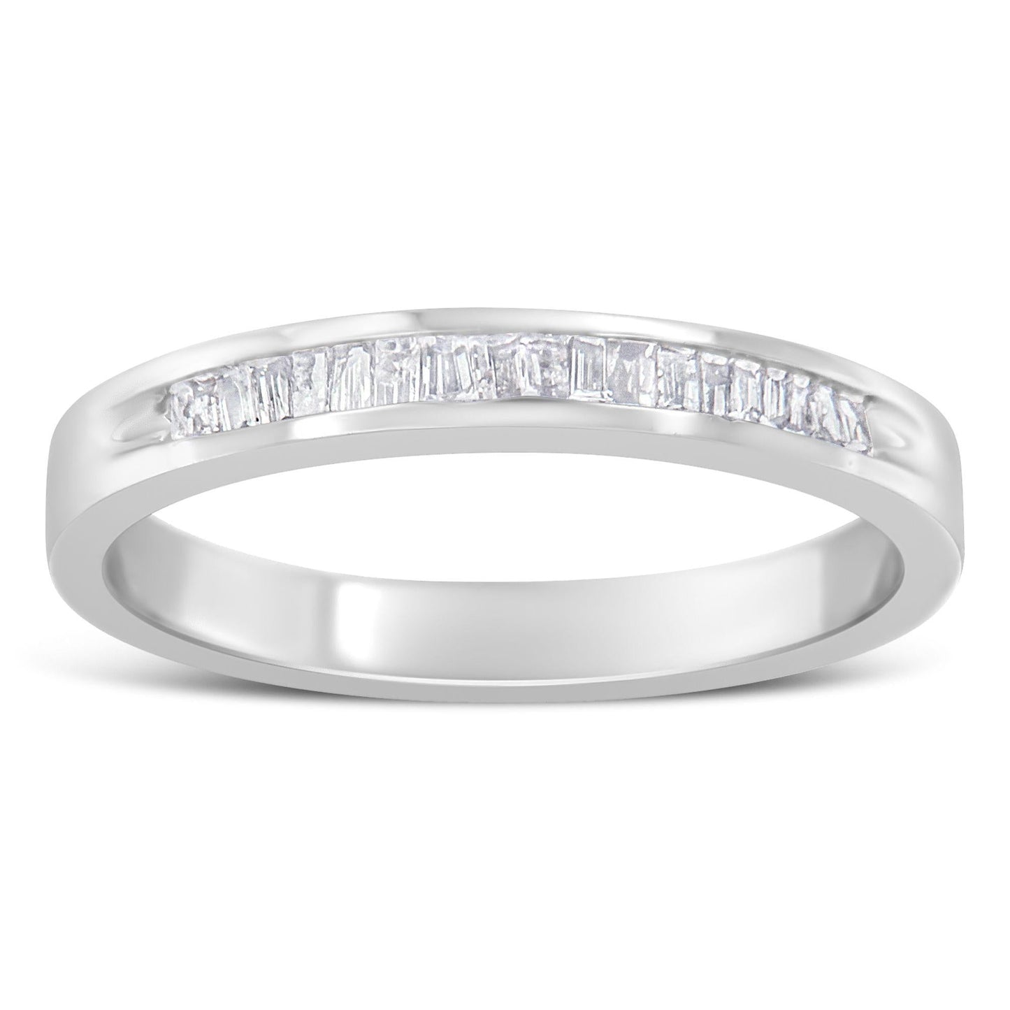 .925 Sterling Silver 1/5 Cttw Diamond Channel-Set Stackable Band Ring (H-I