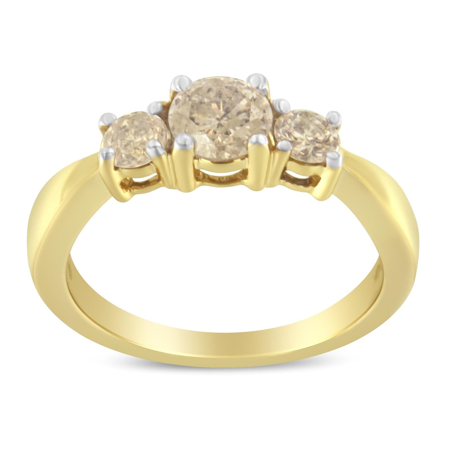 10K Yellow Gold Three Stone Diamond Band Ring (1.00 cttw J-K Color I2-I3