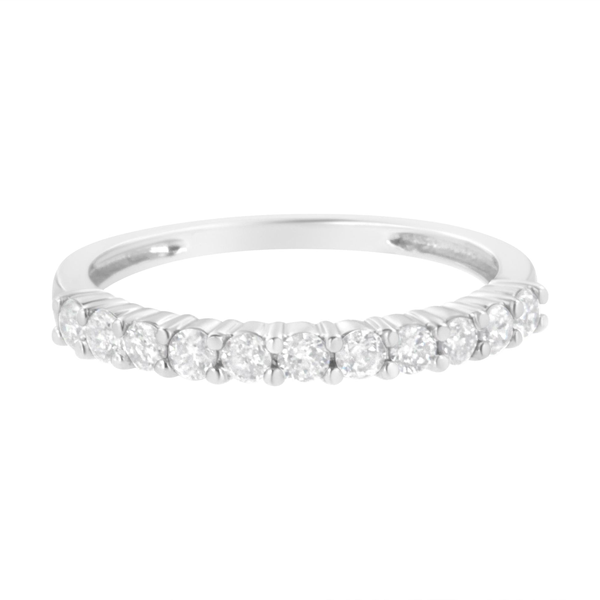 IGI Certified 1/2 Cttw Diamond 10K White Gold Prong Set Fluted Band Style Ring