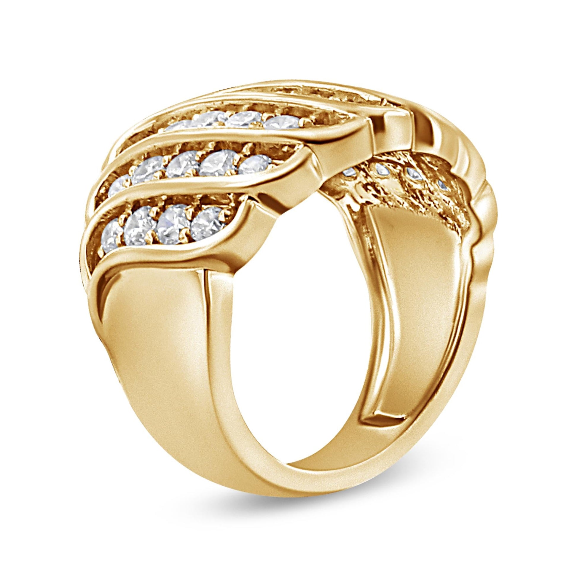 14K Yellow Gold Plated.925 Sterling Silver 2.00 Cttw Diamond Multi Row Band