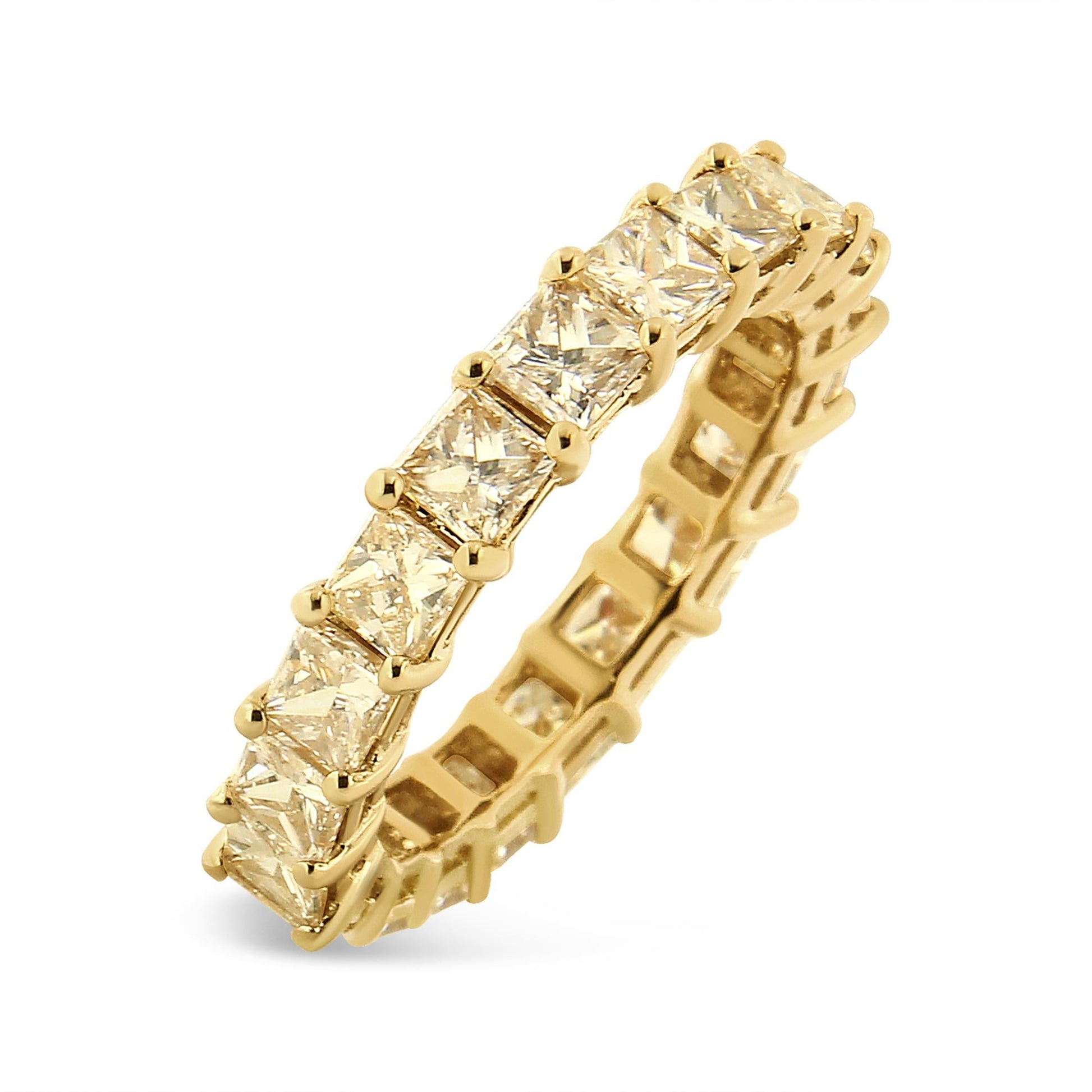 14K Yellow Gold 4.00 Cttw Shared Prong Set Princess Cut Diamond Eternity Band