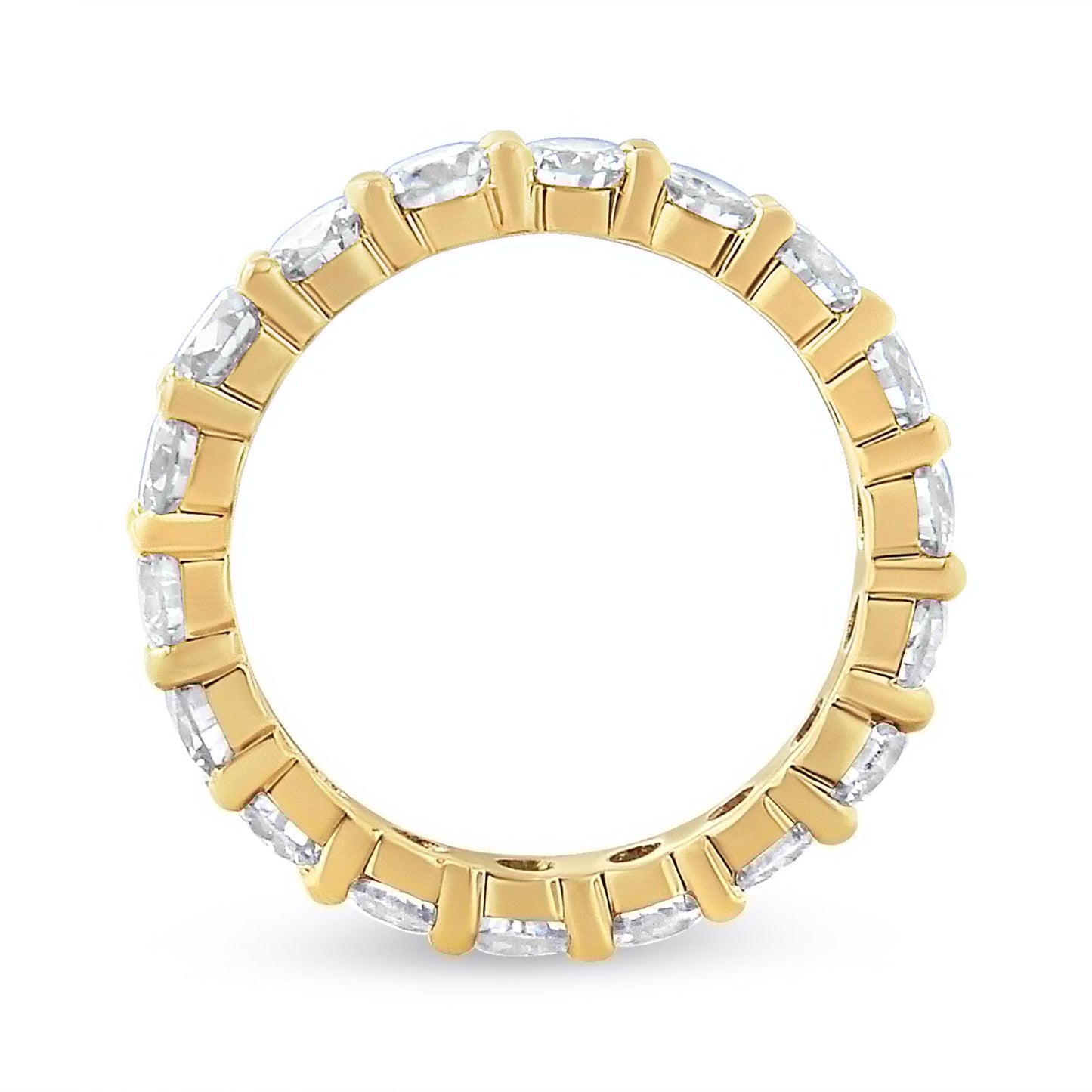 14K Yellow Gold 3.00 Cttw Shared Prong Set Round Cut Diamond Eternity Band (J-K