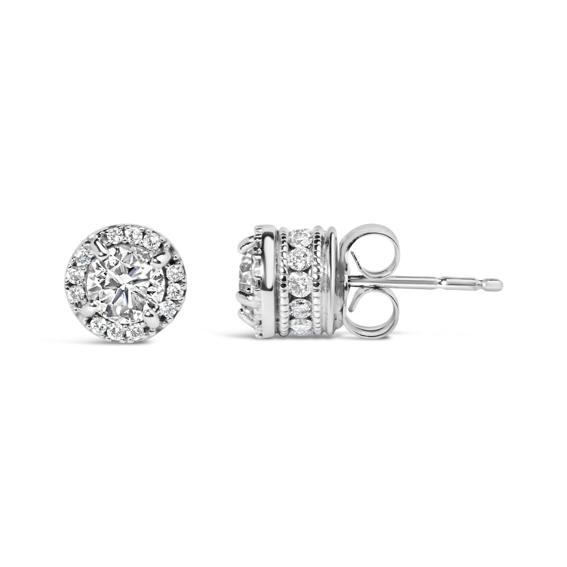 10K White Gold 1.00 Cttw Diamond Hidden Halo Stud Earring (H-I Color I1-I2