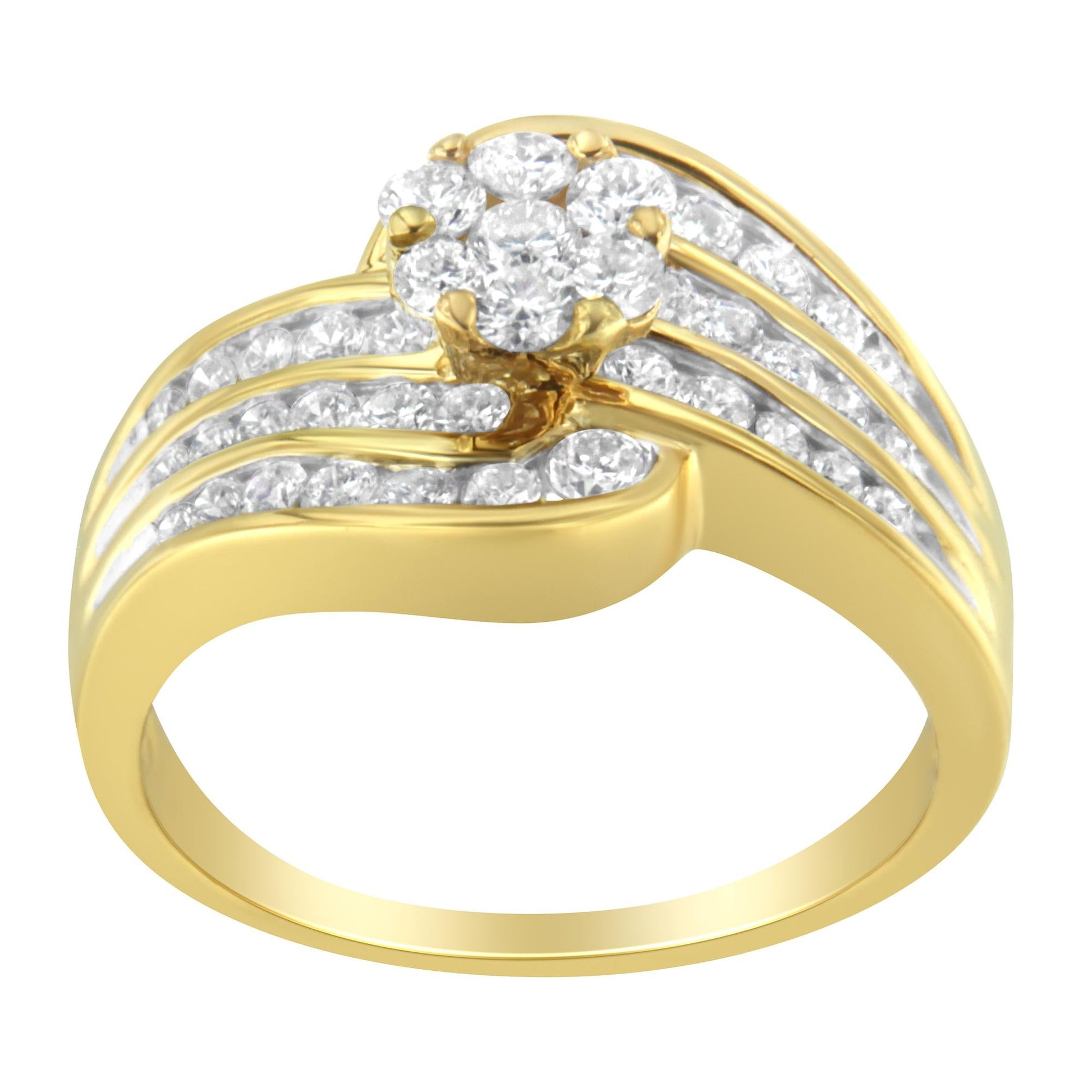 14K Yellow Gold Diamond Cocktail Bypass Ring (1 1/2 Cttw H-I Color SI2-I1