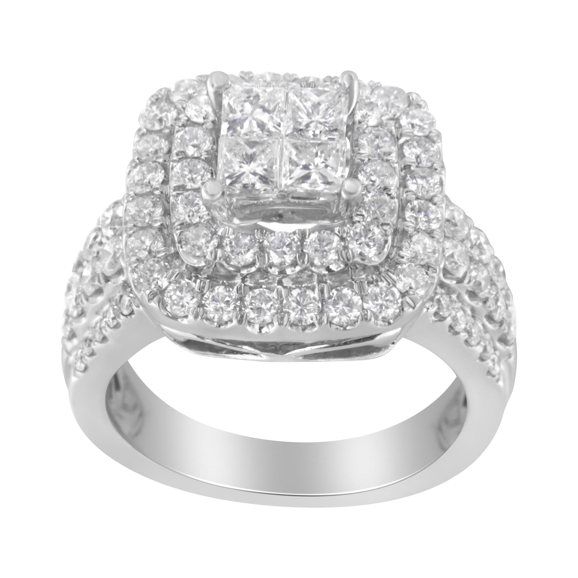 14KT White Gold Round and Princess Diamond Ring (2 1/4 cttw H-I Color SI1-SI2